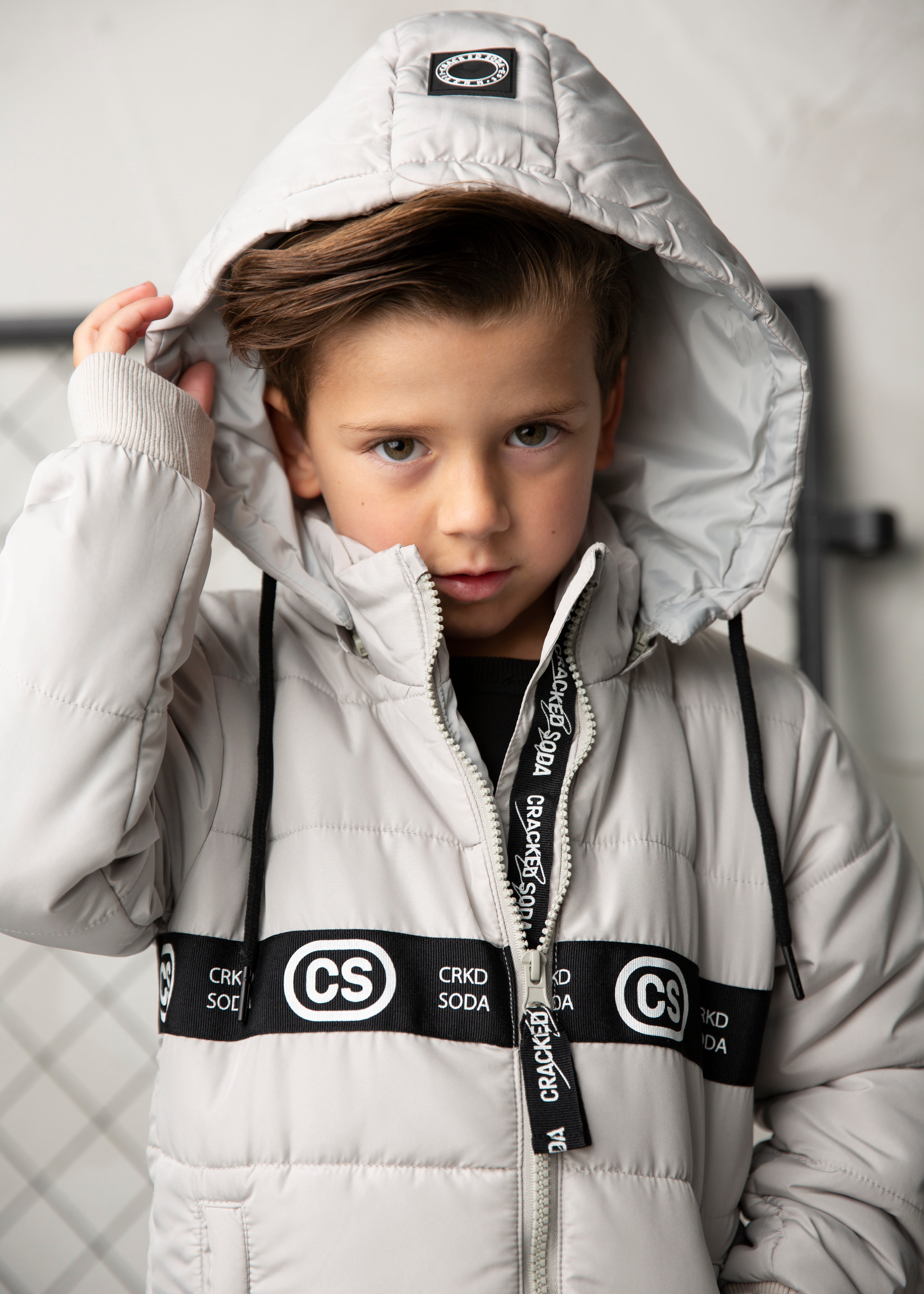 Riley Detailed Hooded Puffer Jacket - Oat-Clothing-Cracked Soda