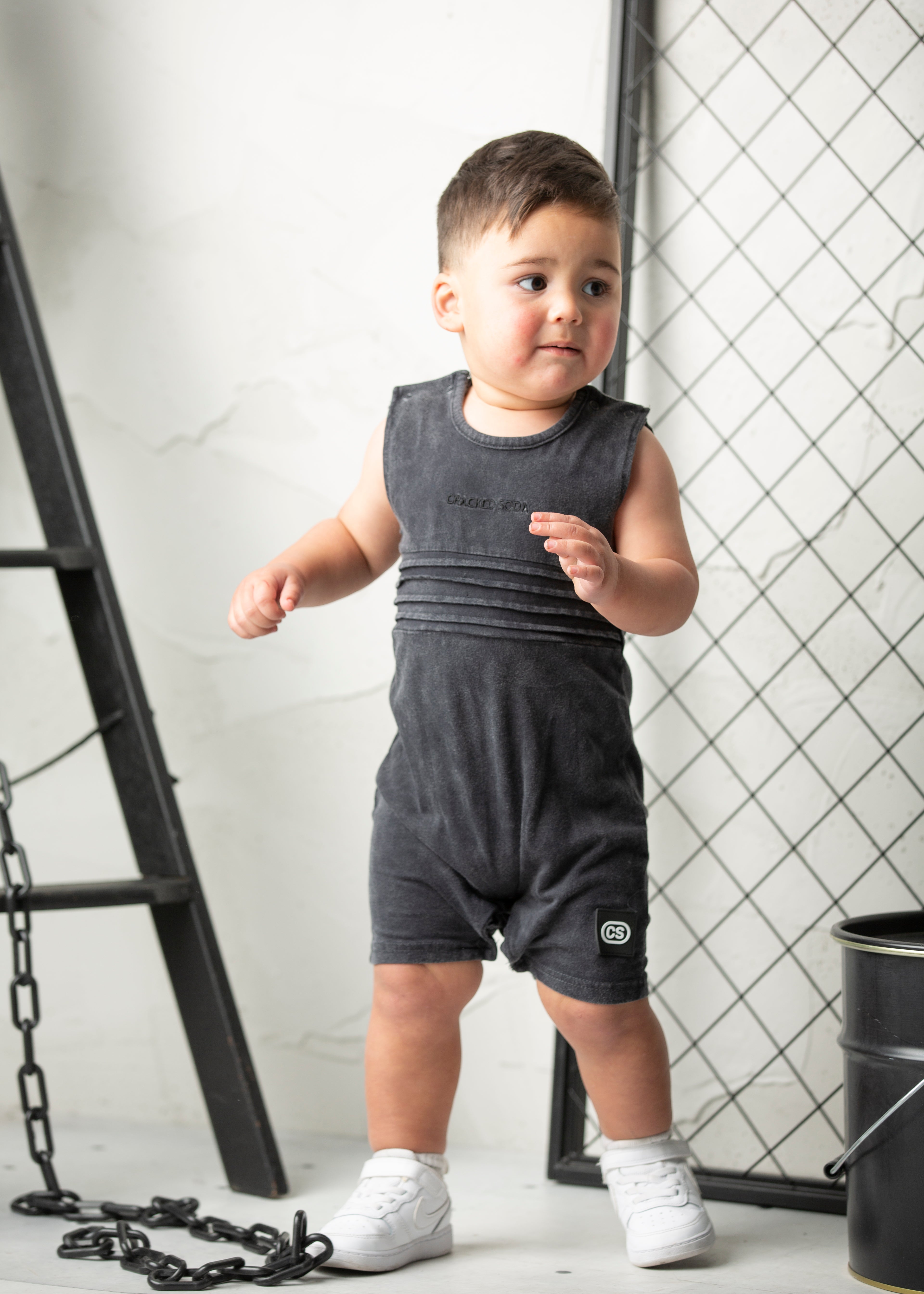 Mateo Detailed Romper - Washed Ash-Clothing-Cracked Soda