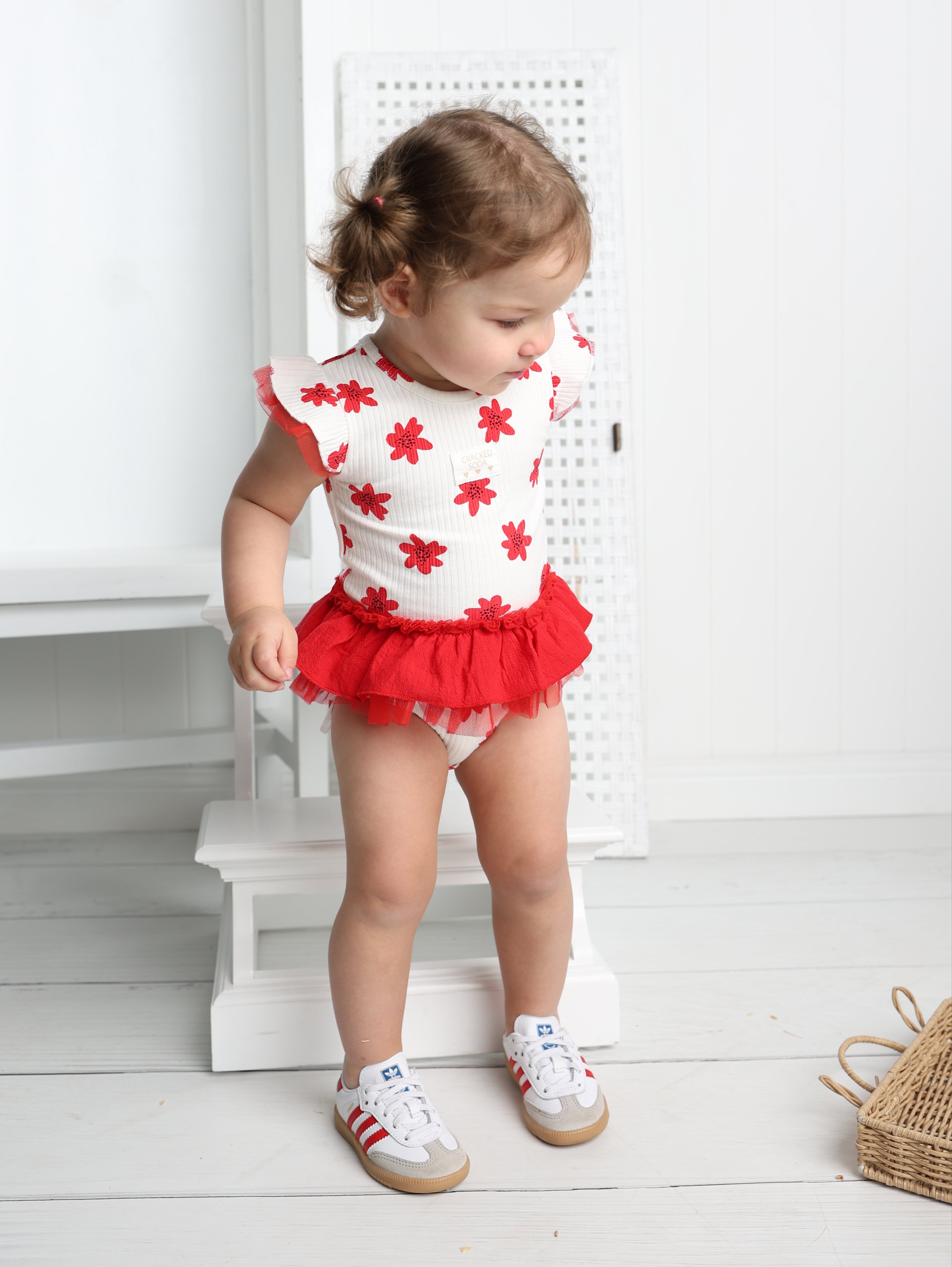 Poppy White Print Tulle Bodysuit-Clothing-Cracked Soda