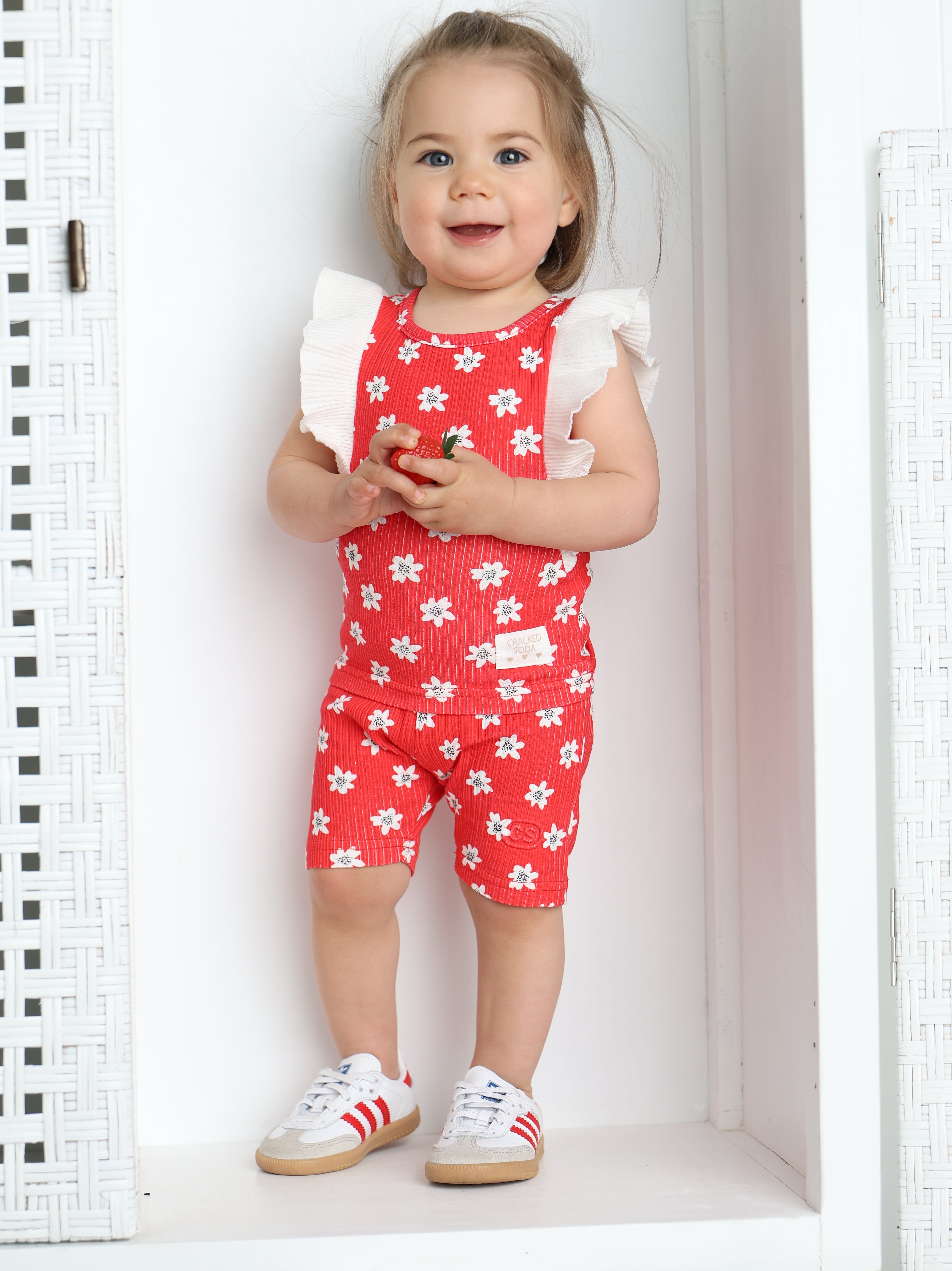 Poppy Flower Red Print Shorts-Clothing-Cracked Soda