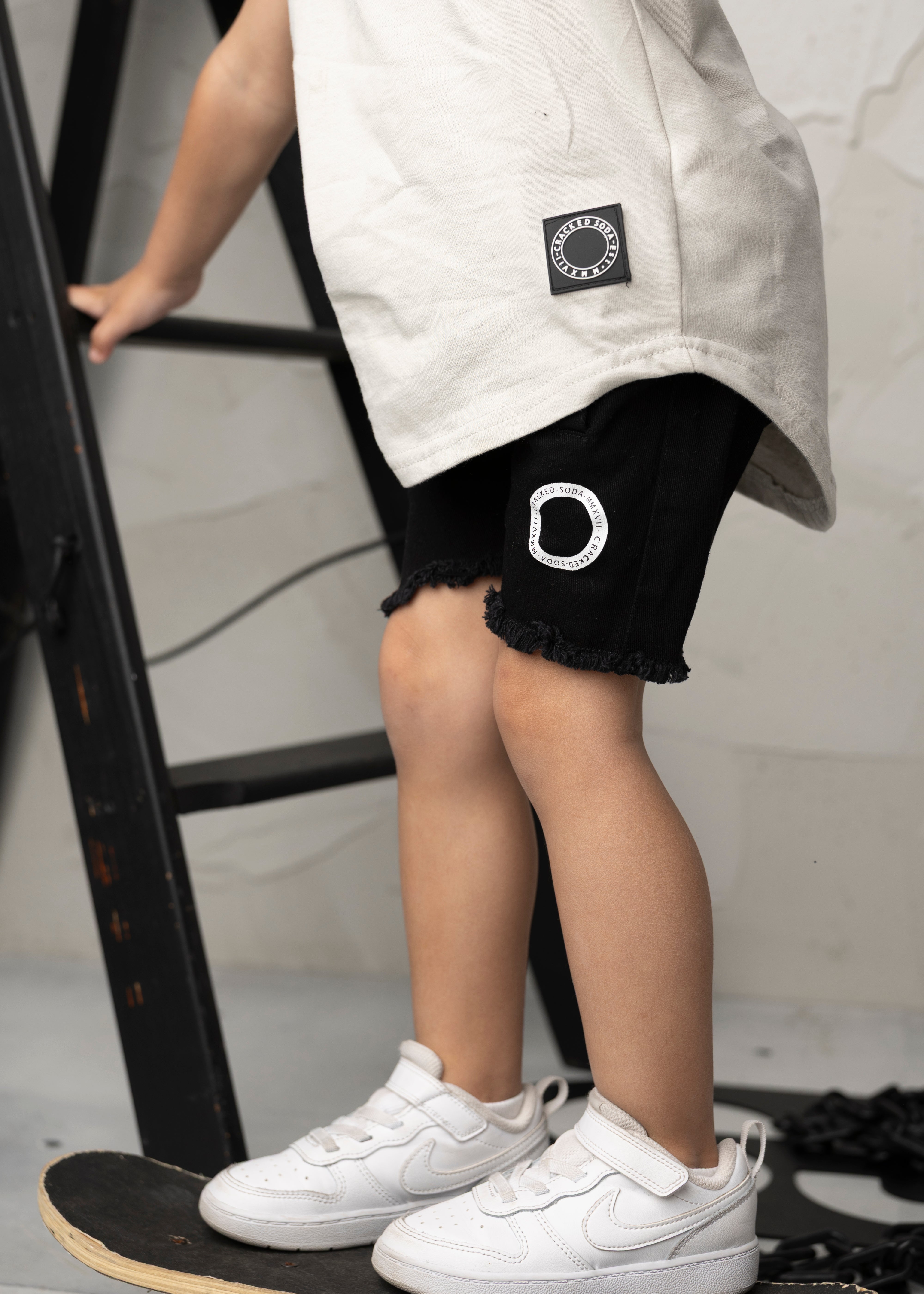 Taj Denim Shorts - Black-Clothing-Cracked Soda
