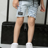 Rhodes Detailed Denim Shorts - Blue-Clothing-Cracked Soda