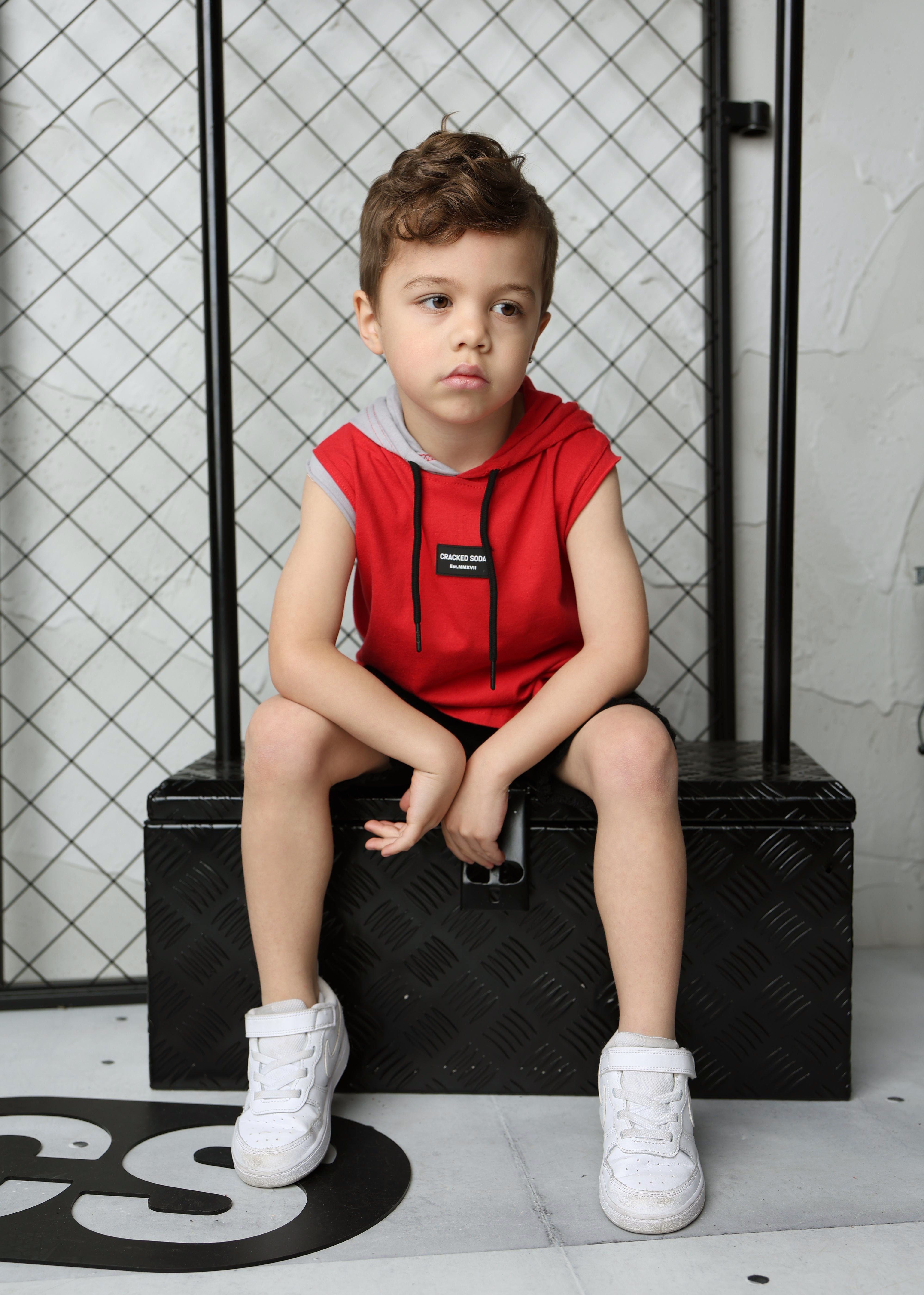 Josh CRKD Tank - Red/Grey-Clothing-Cracked Soda