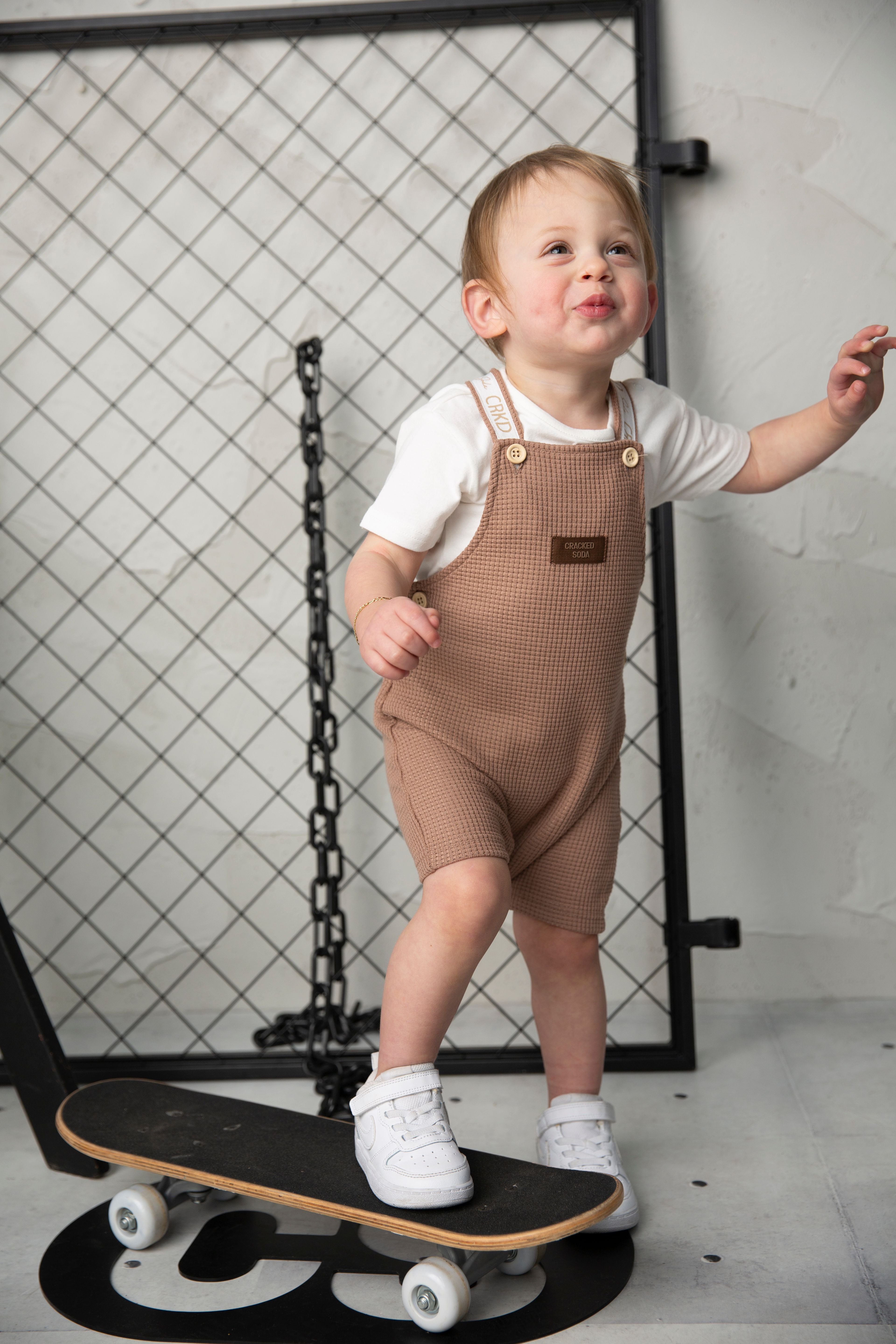 Dash Waffle Overall Set - Mocha-Clothing-Cracked Soda