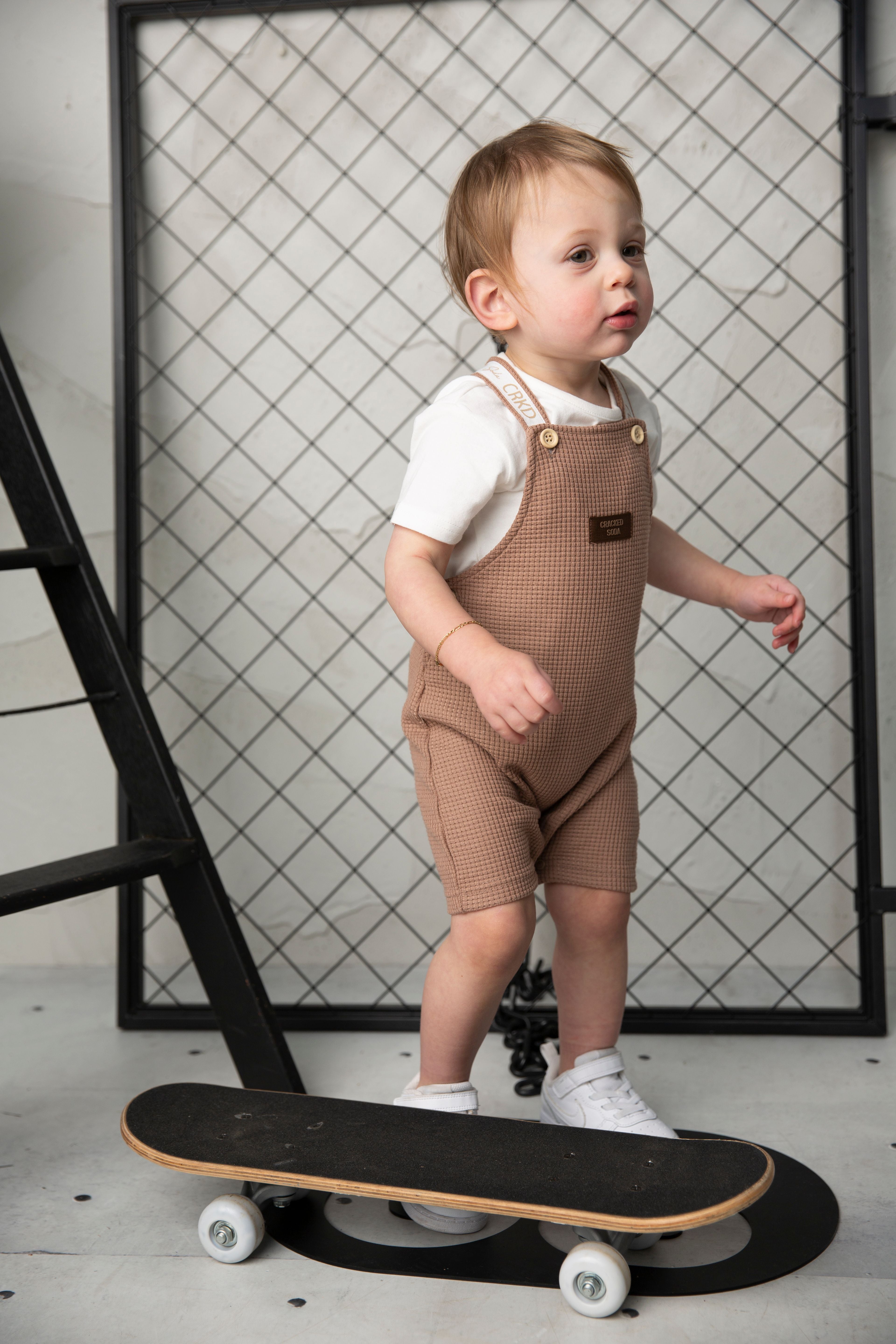 Dash Waffle Overall Set - Mocha-Clothing-Cracked Soda
