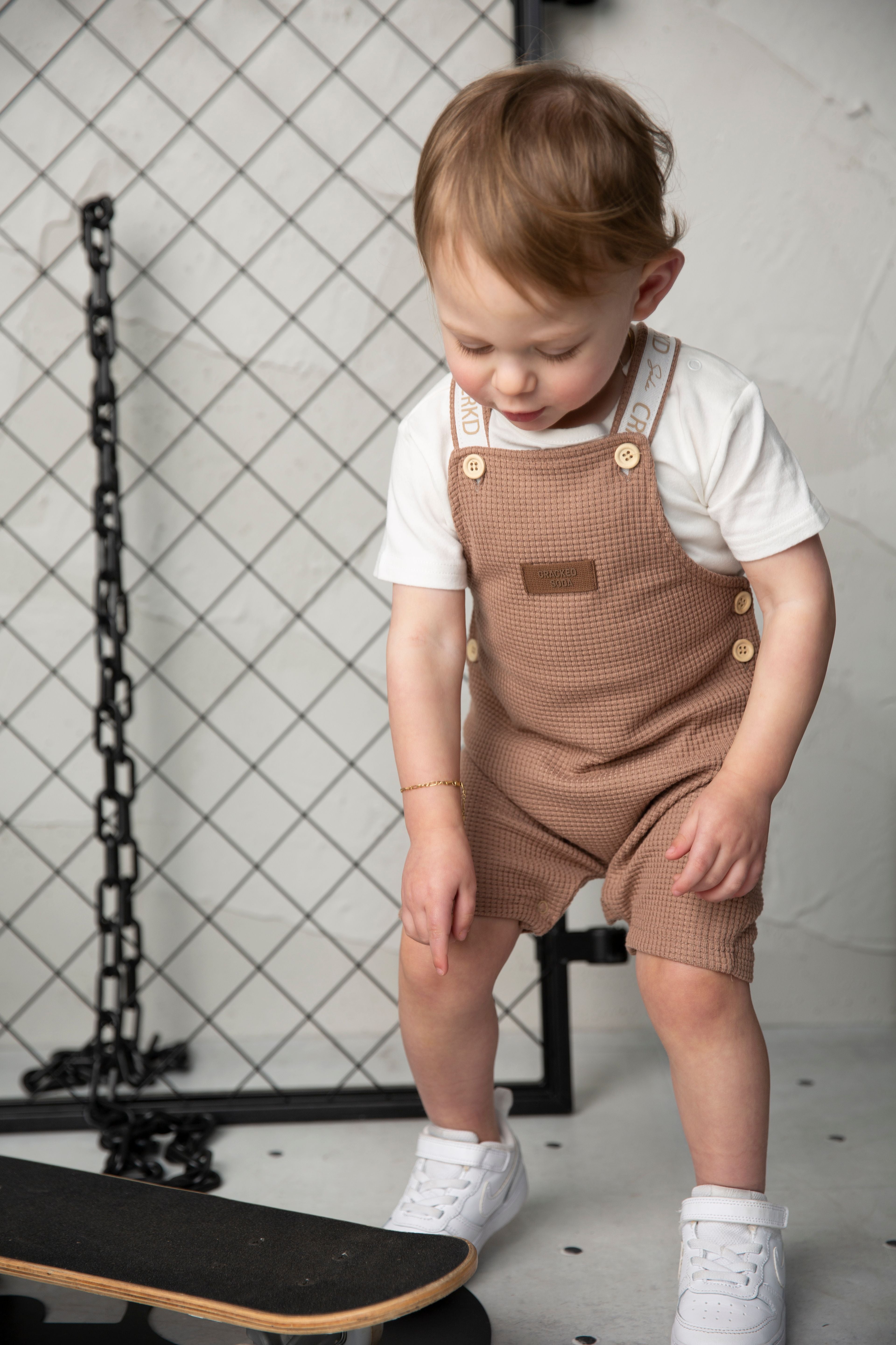 Dash Waffle Overall Set - Mocha-Clothing-Cracked Soda