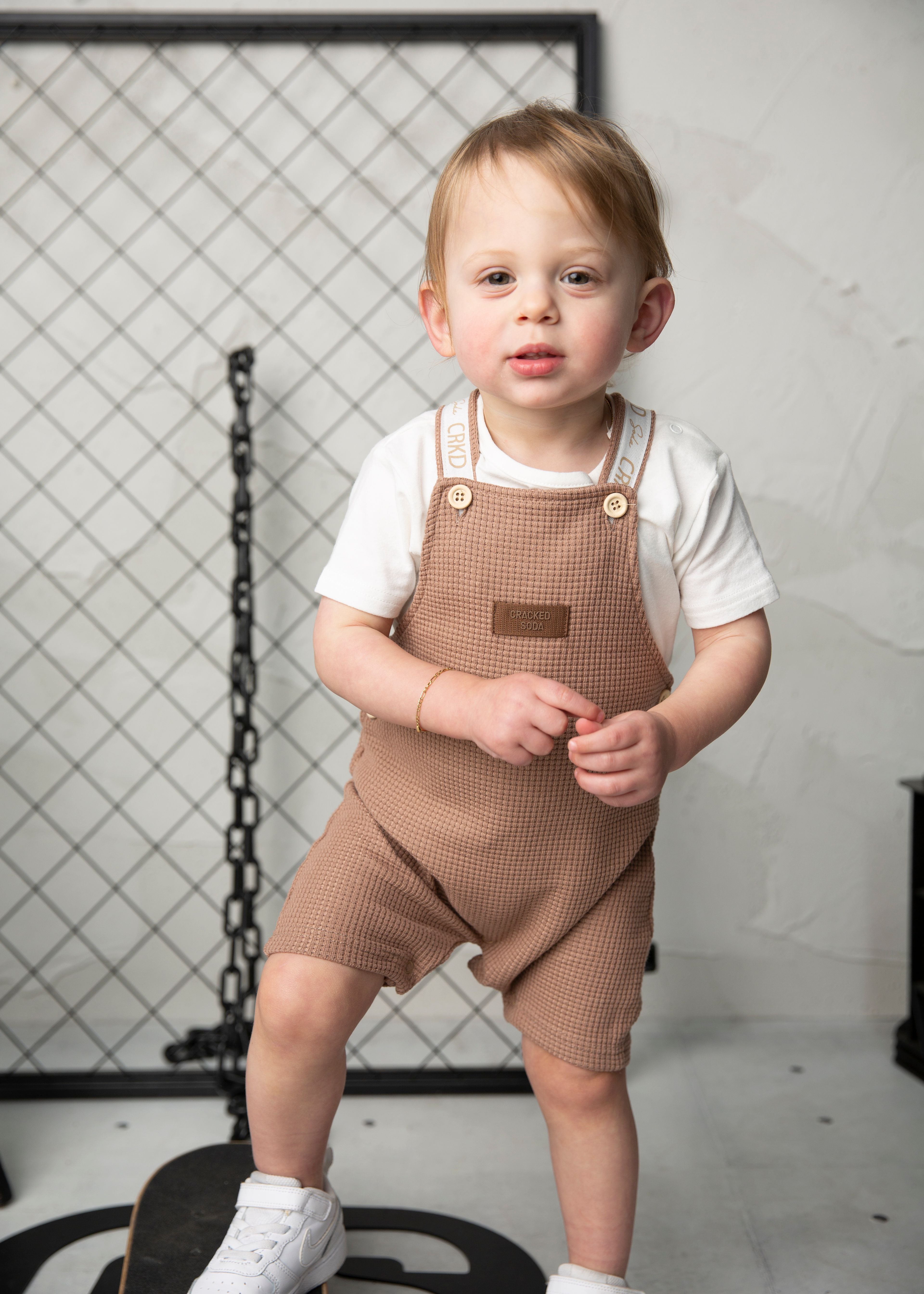 Dash Waffle Overall Set - Mocha-Clothing-Cracked Soda