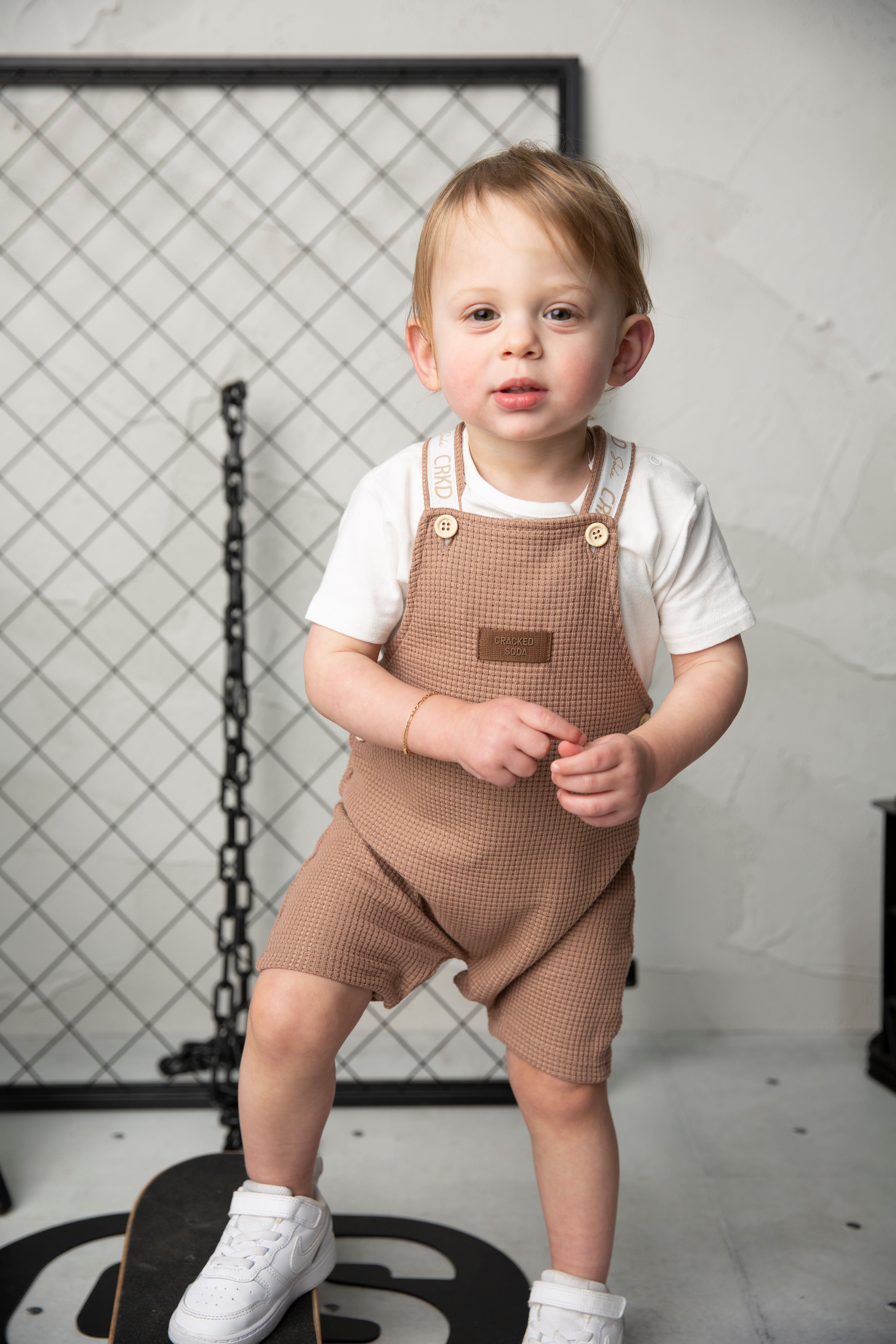 Dash Waffle Overall Set - Mocha-Clothing-Cracked Soda