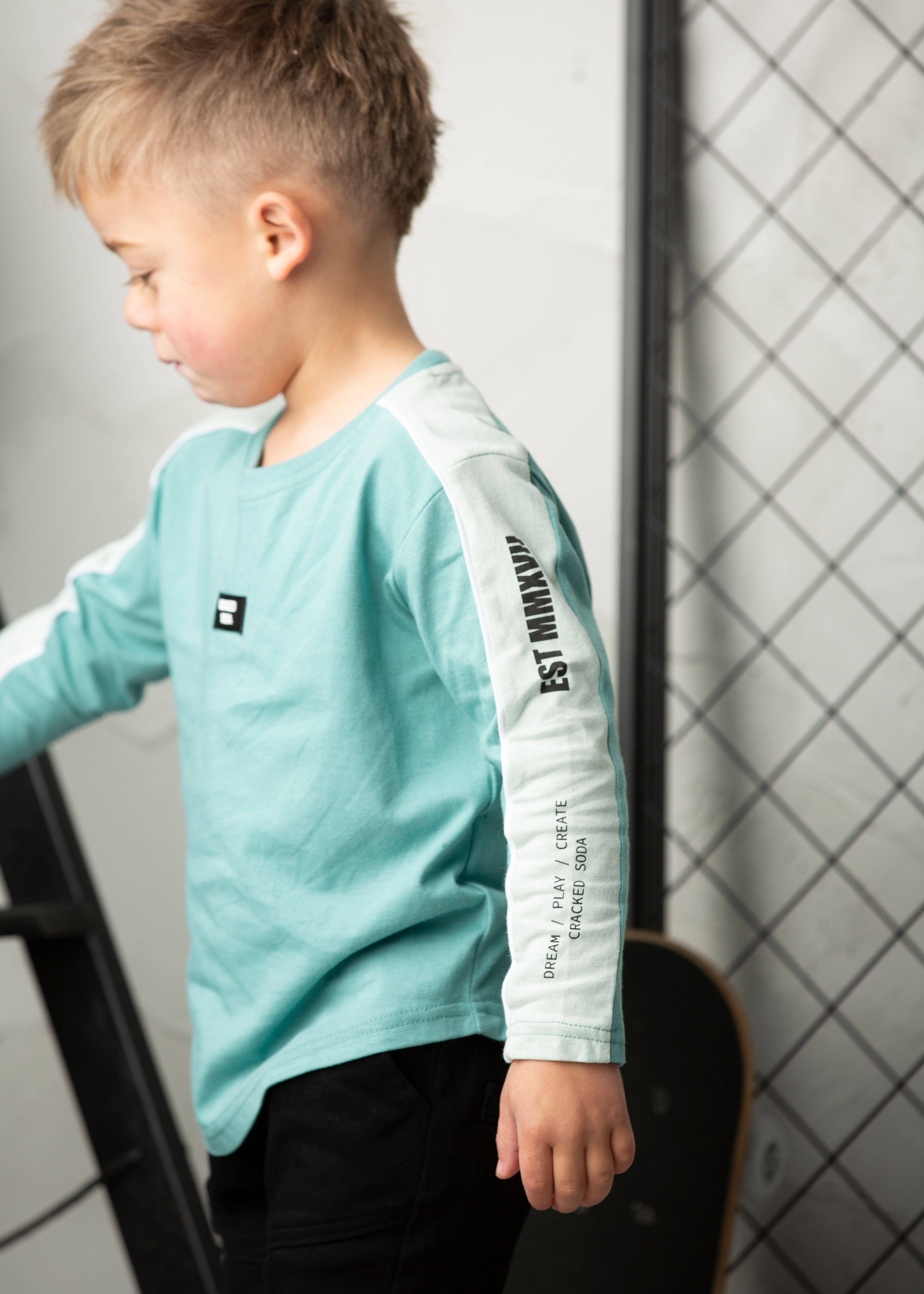 Huck Detailed L/Sleeve - Wasabi/Pale Aqua-Clothing-Cracked Soda