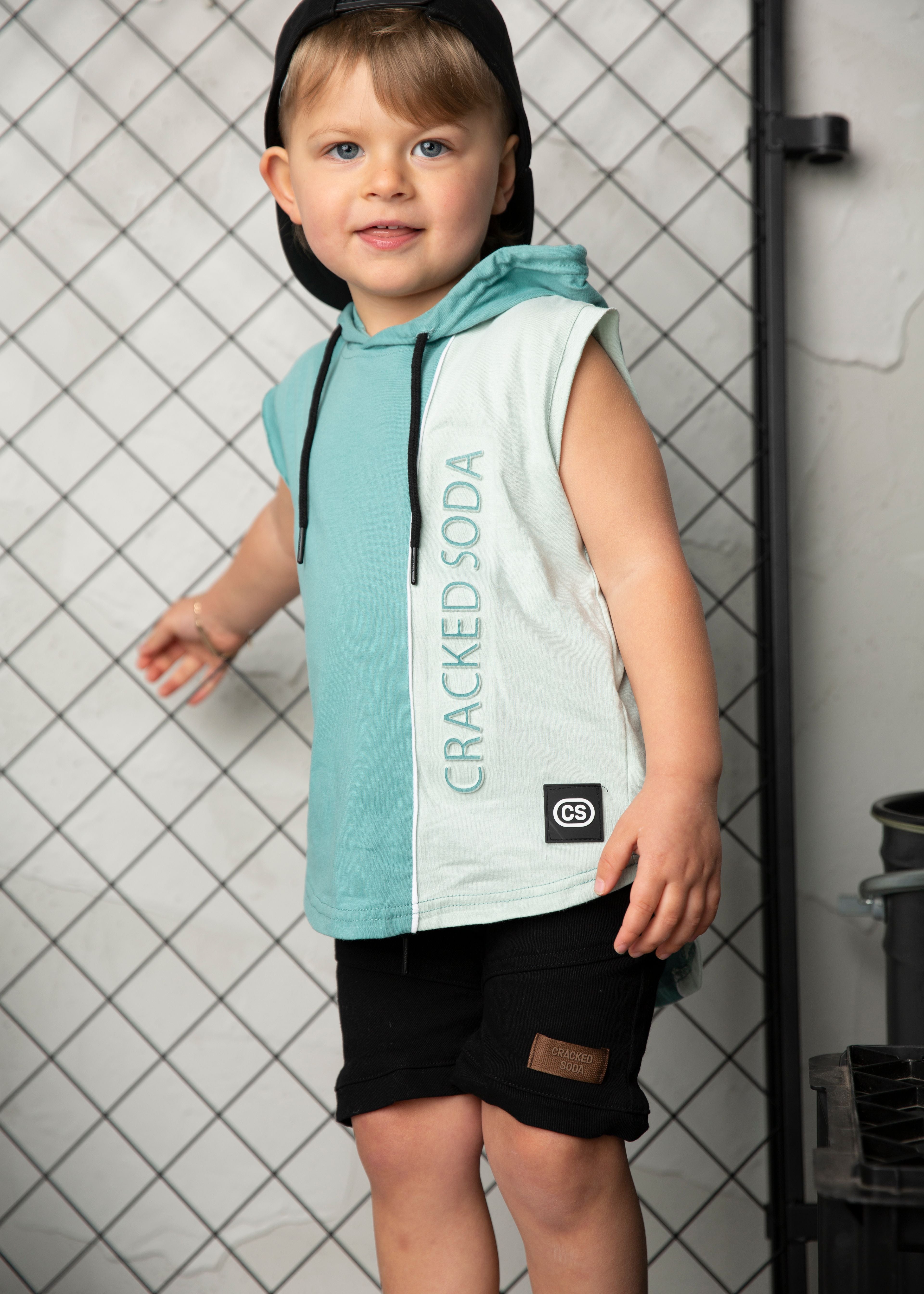 Huck Hooded Tank - Wasabi/Pale Aqua-Clothing-Cracked Soda