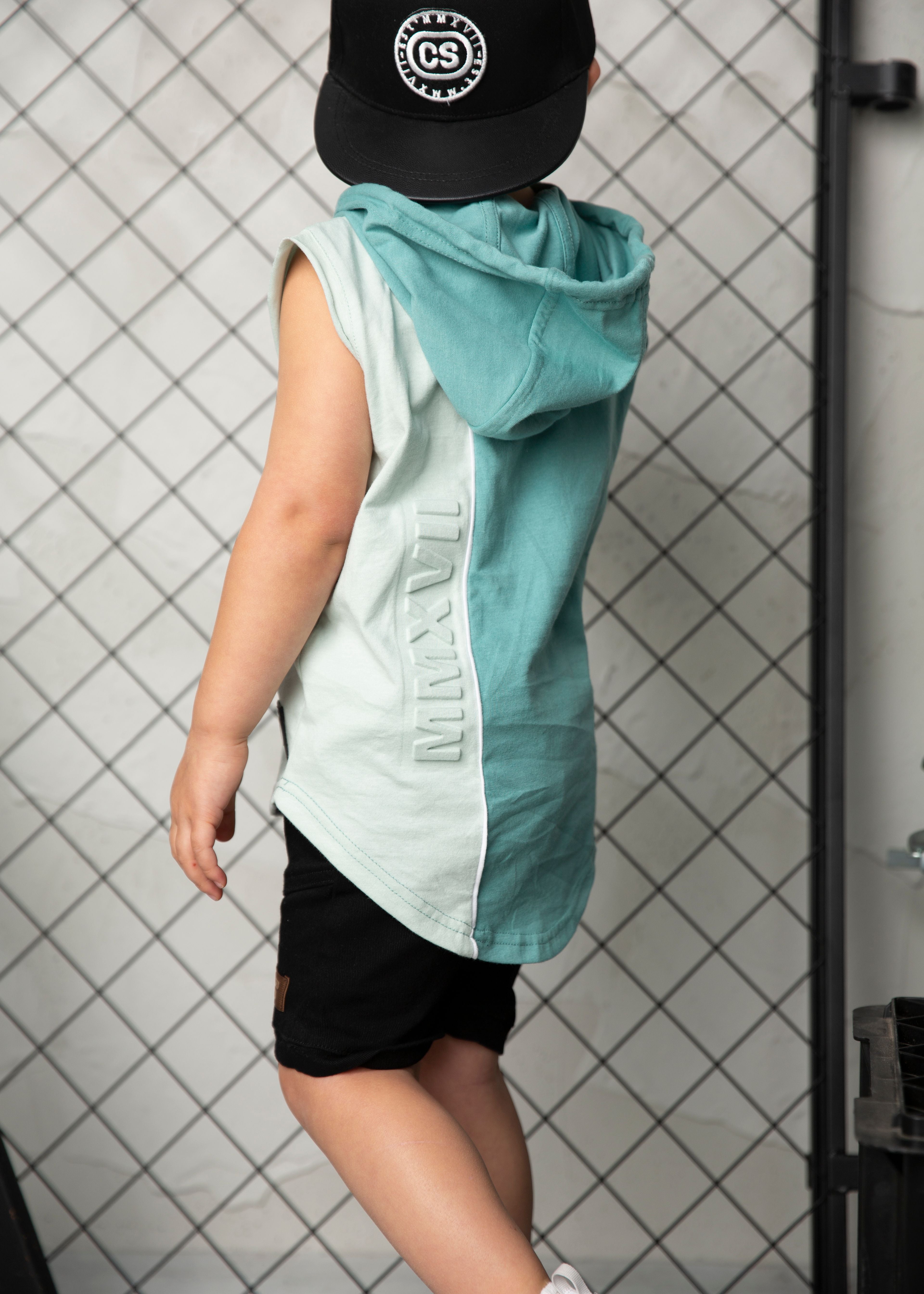 Huck Hooded Tank - Wasabi/Pale Aqua-Clothing-Cracked Soda