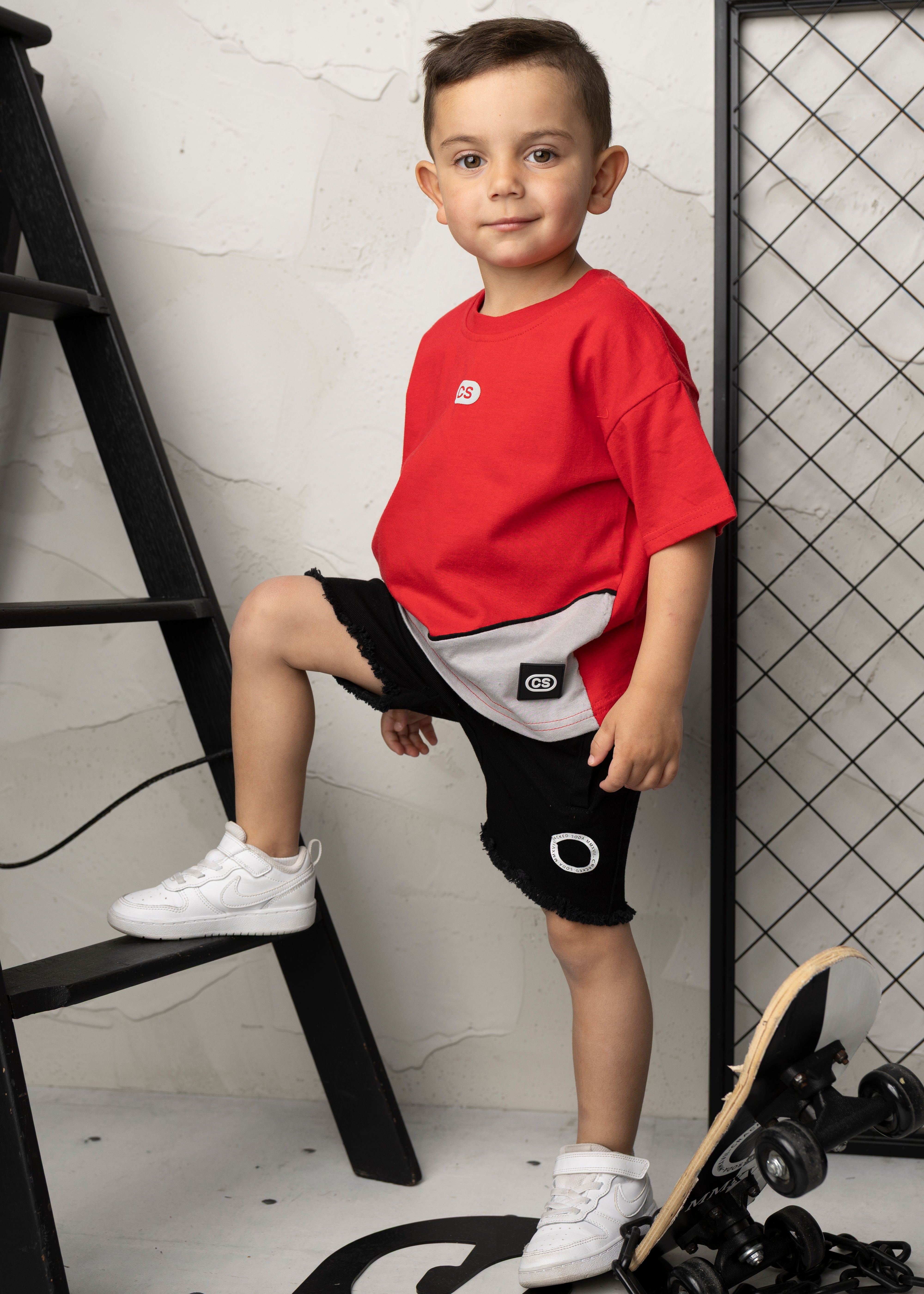Josh CS Tee - Red/Grey-Clothing-Cracked Soda