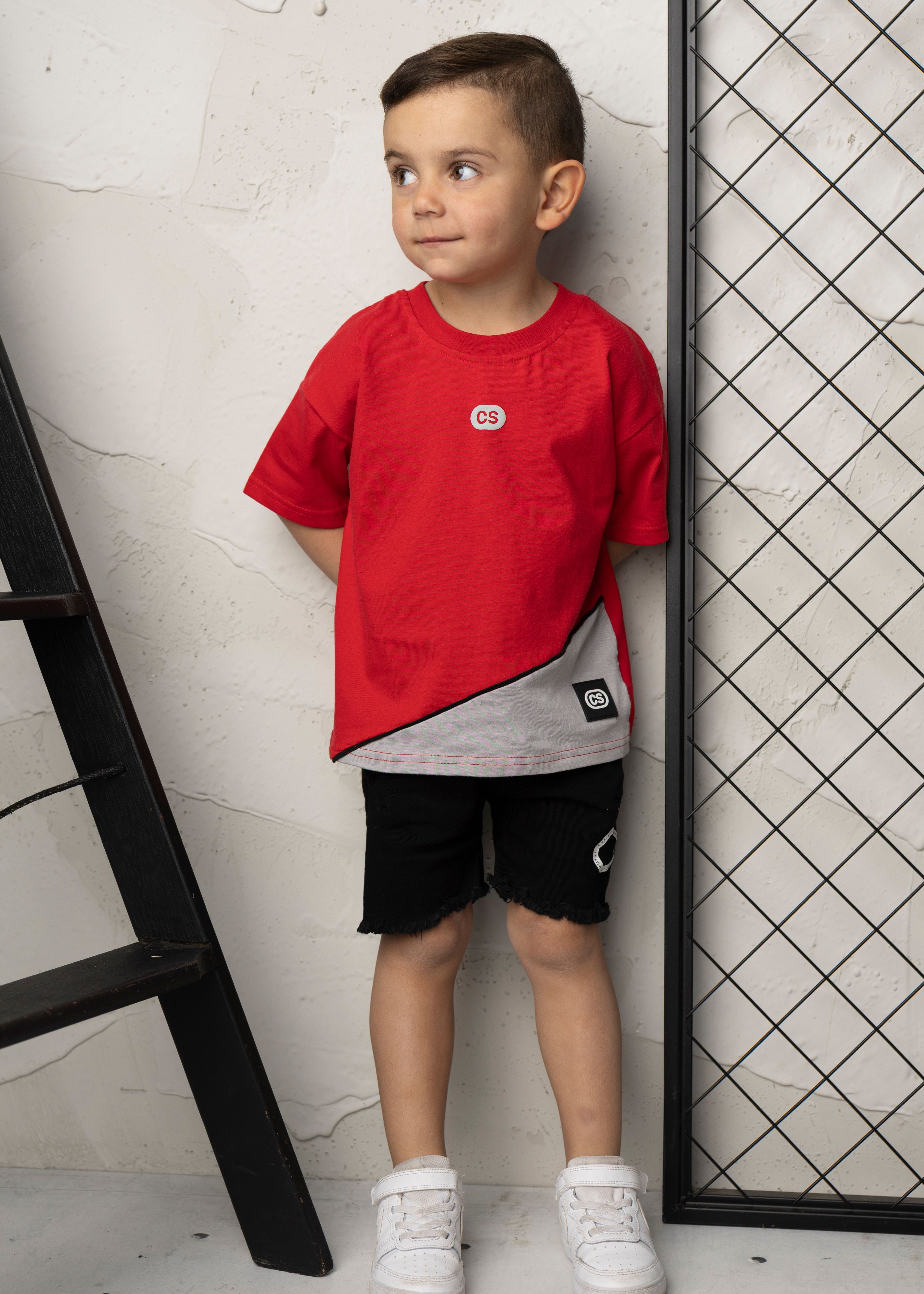 Josh CS Tee - Red/Grey-Clothing-Cracked Soda
