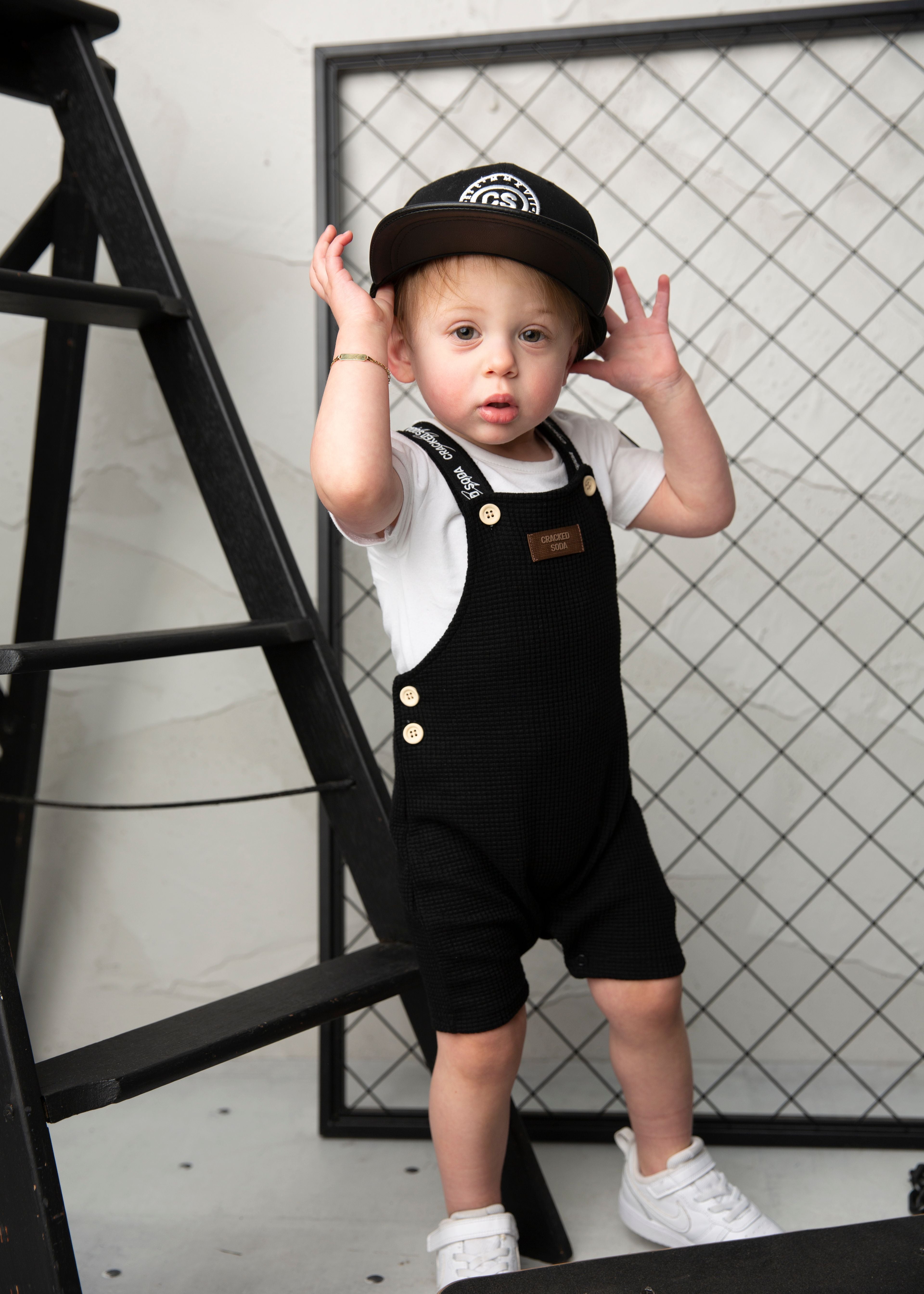 Luca Waffle Overal Set - Black-Clothing-Cracked Soda