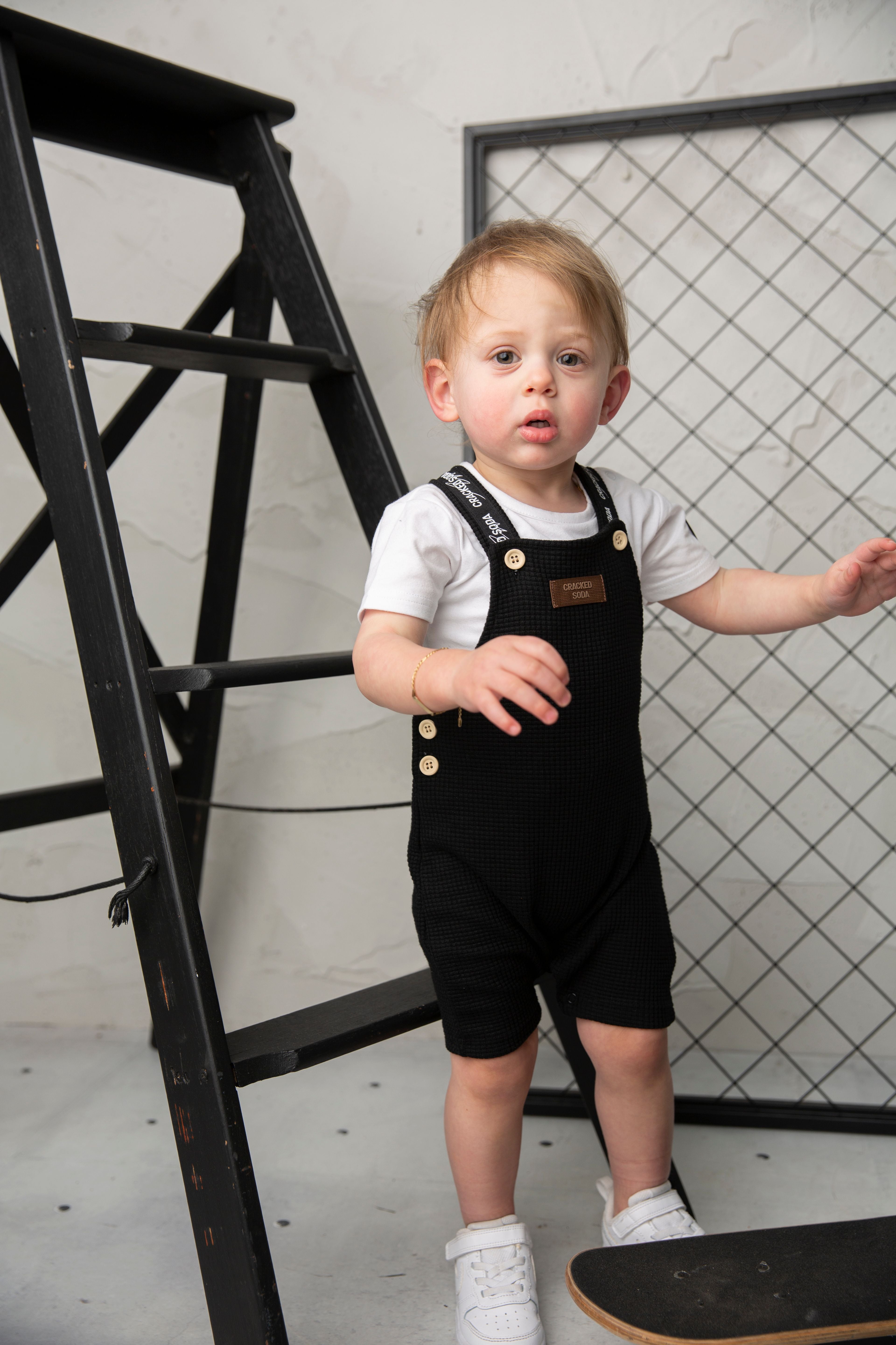 Luca Waffle Overal Set - Black-Clothing-Cracked Soda