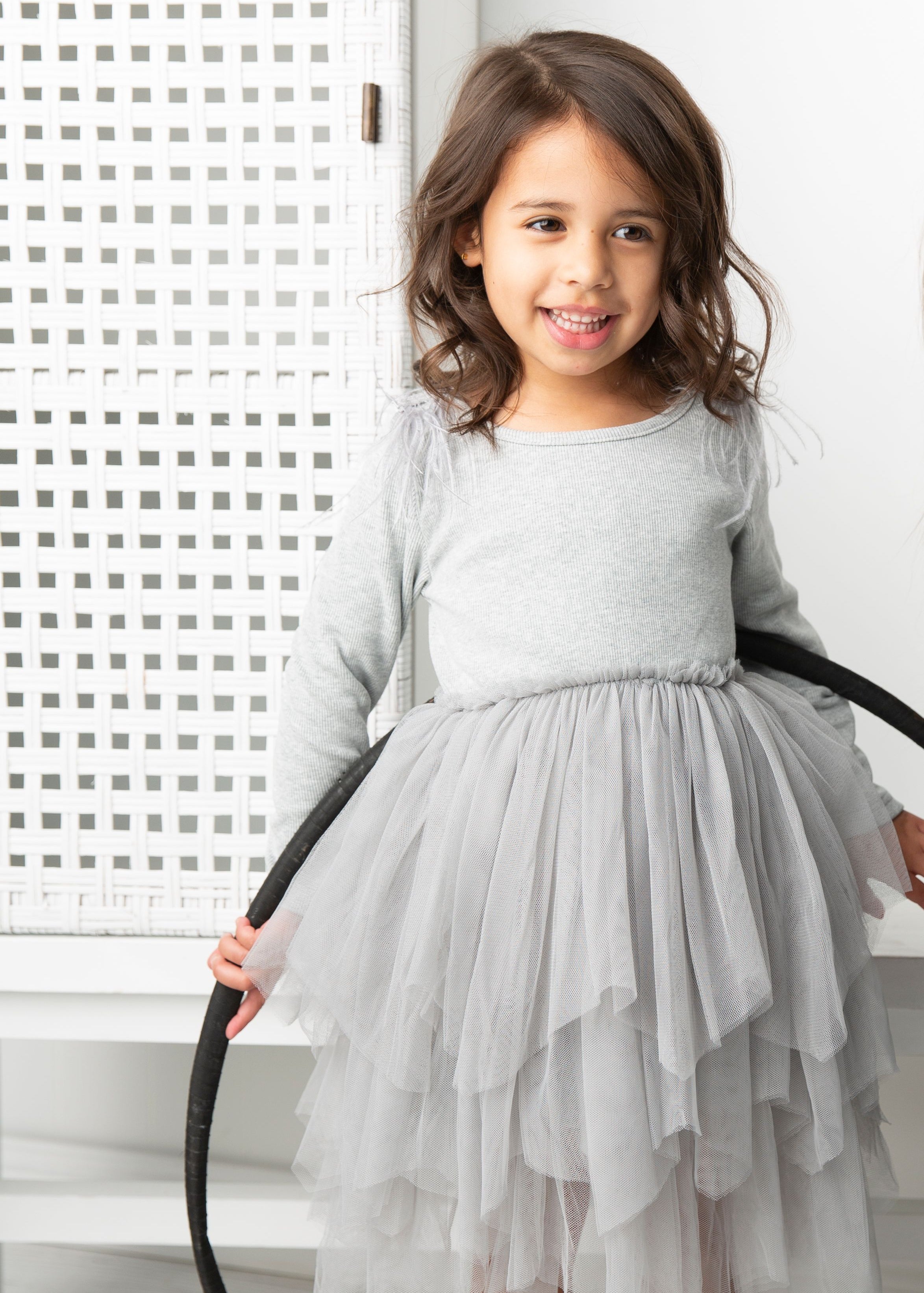 Winter Ribbed Feather Fleece Tutu - Grey-Clothing-Cracked Soda