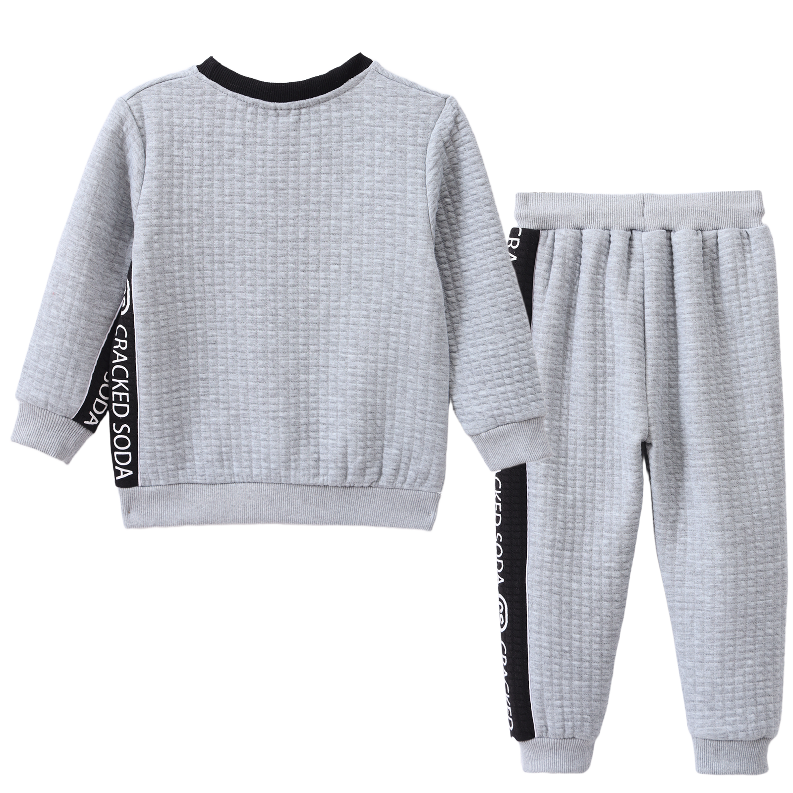 Ashton Textured Crew Set - Grey-Clothing-Cracked Soda