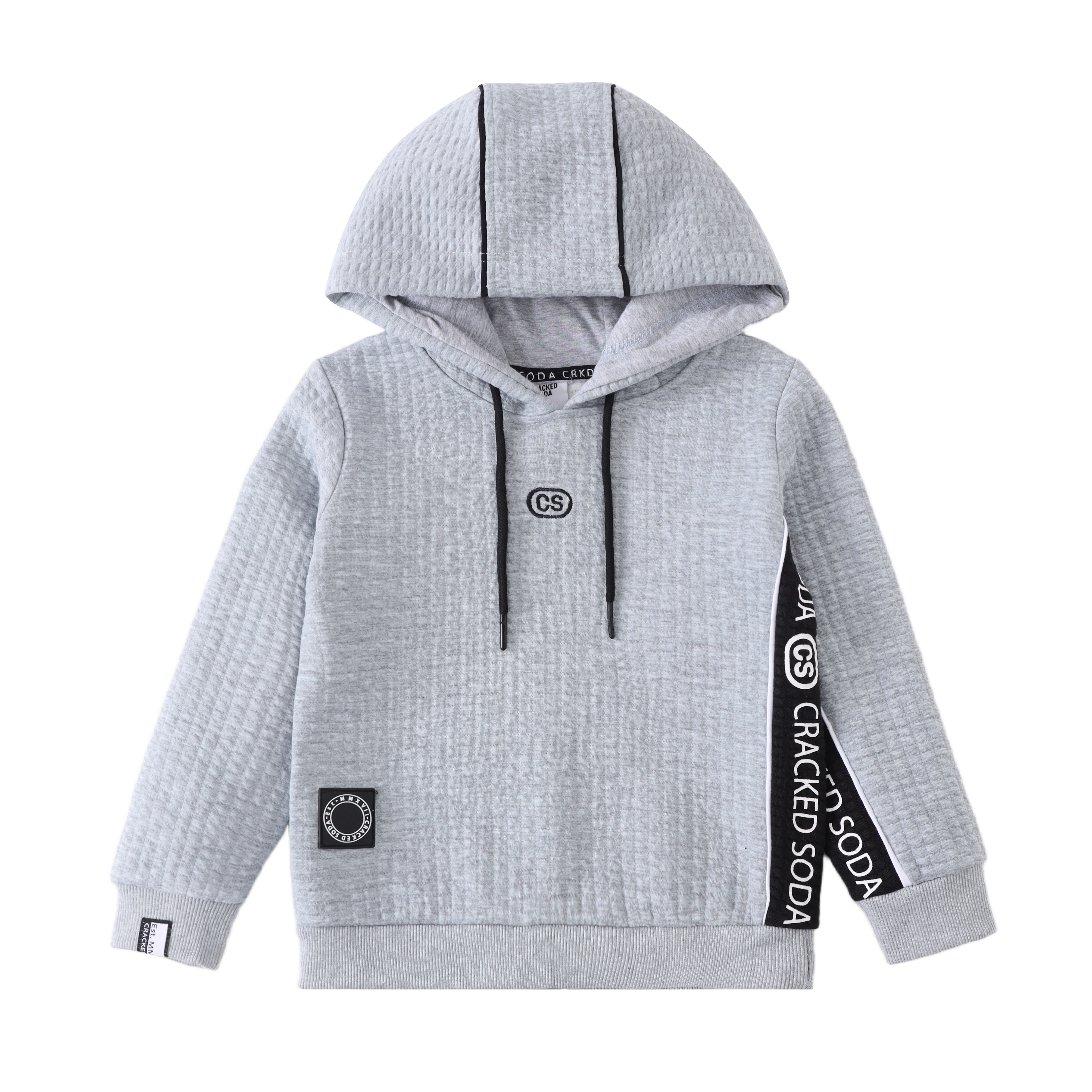 Ashton Textured Hoodie - Grey-Clothing-Cracked Soda