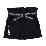Zara Denim Detail Shorts - Black-Clothing-Cracked Soda
