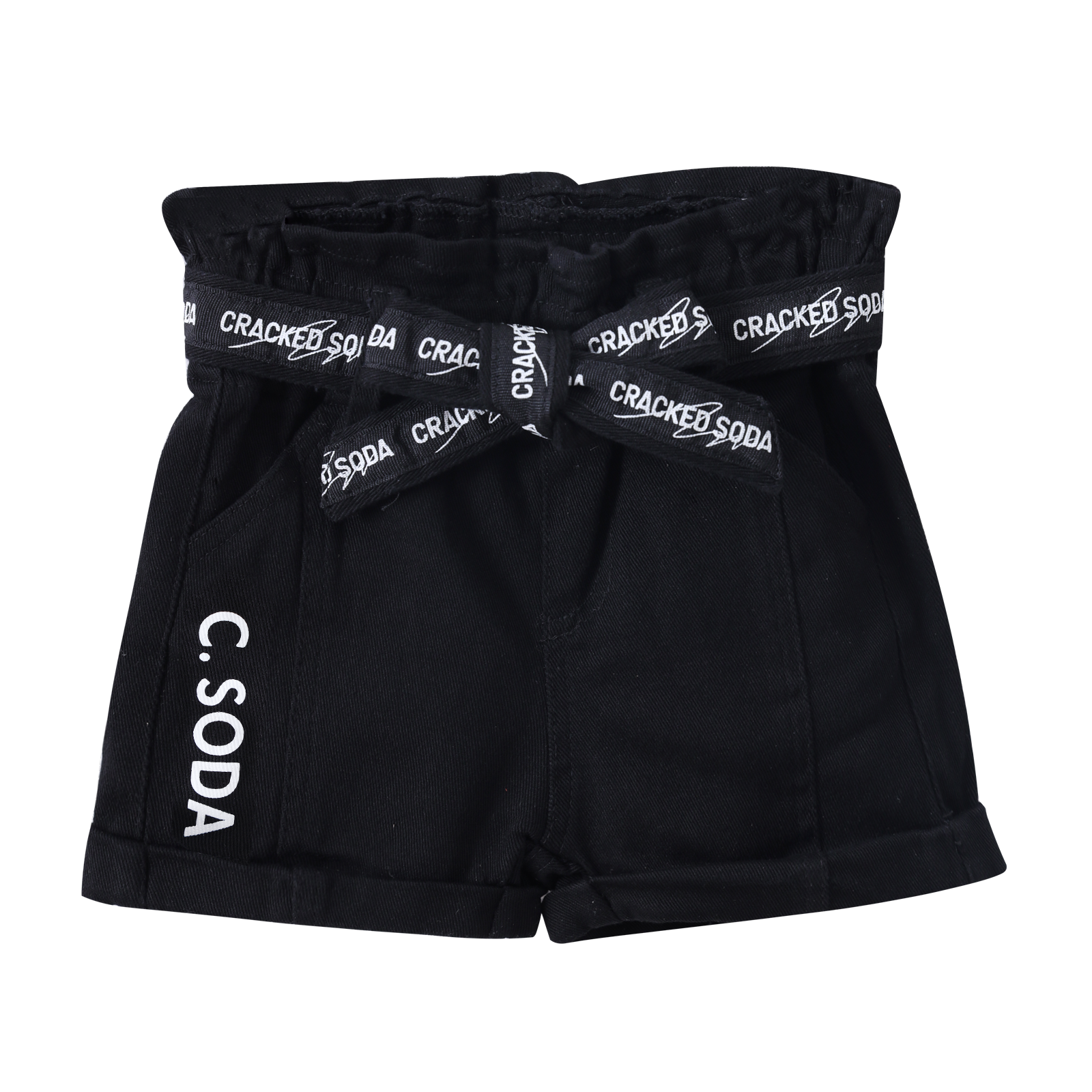 Zara Denim Detail Shorts - Black-Clothing-Cracked Soda