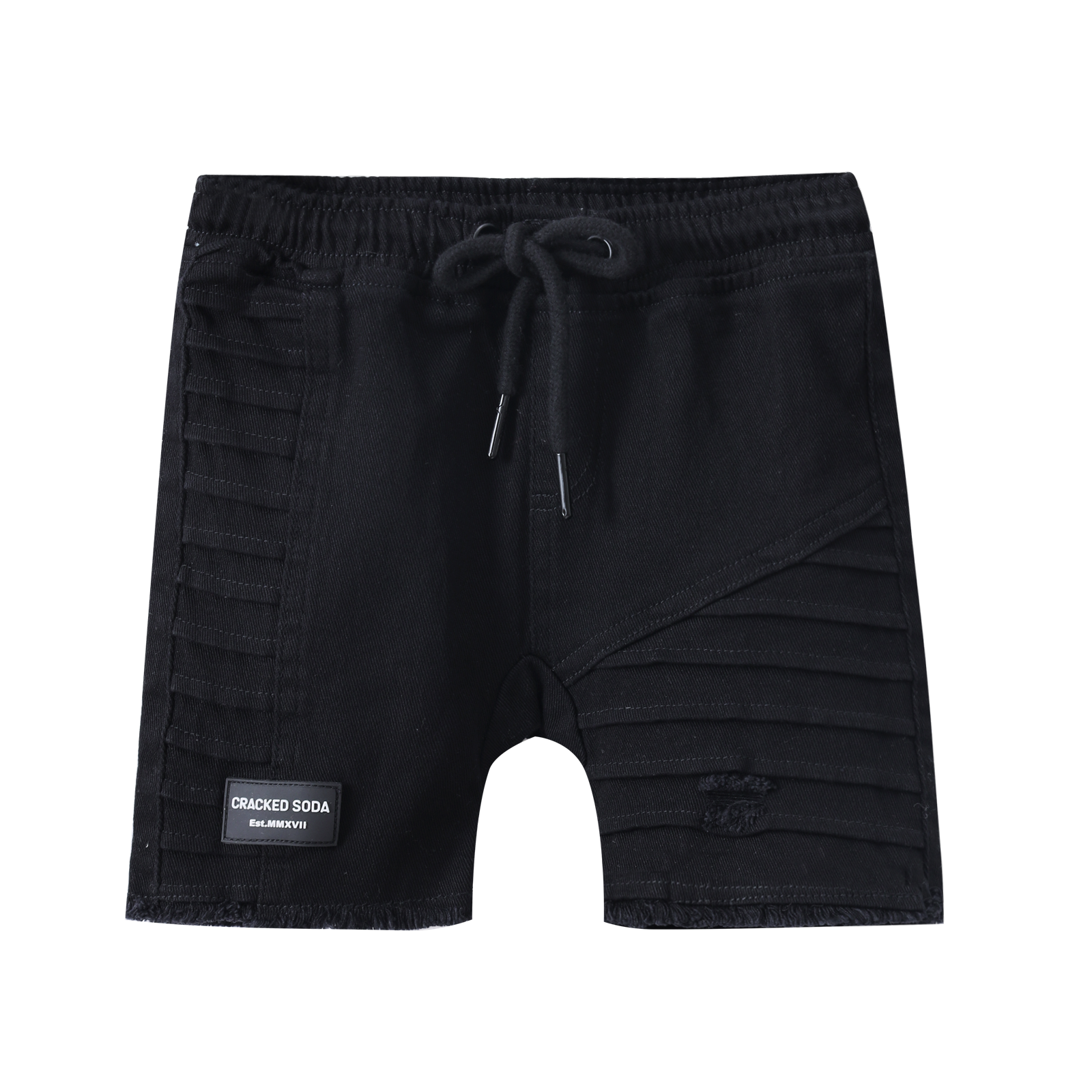 Rhodes Detailed Denim Shorts - Black-Clothing-Cracked Soda