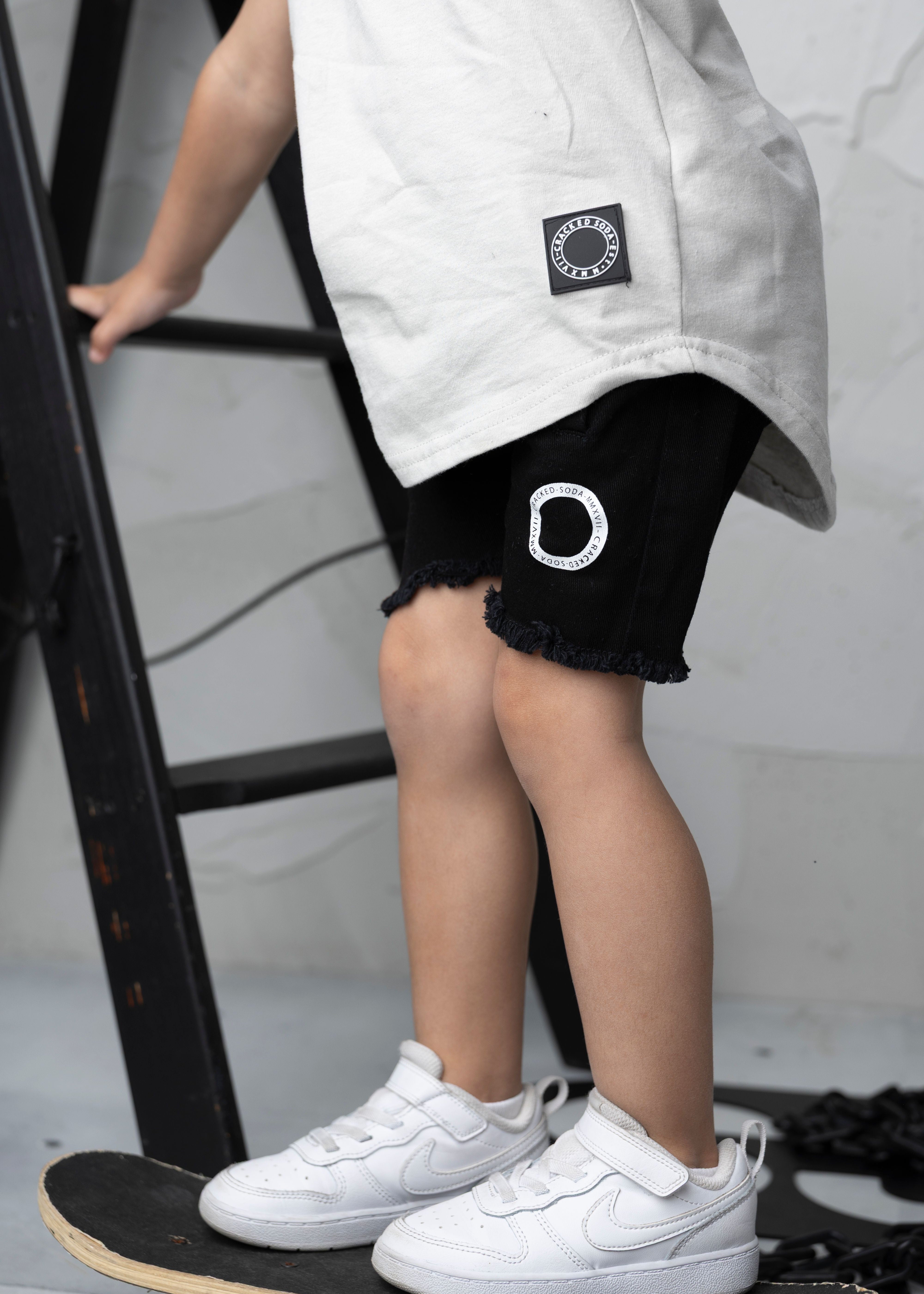 Taj Denim Shorts - Black-Clothing-Cracked Soda