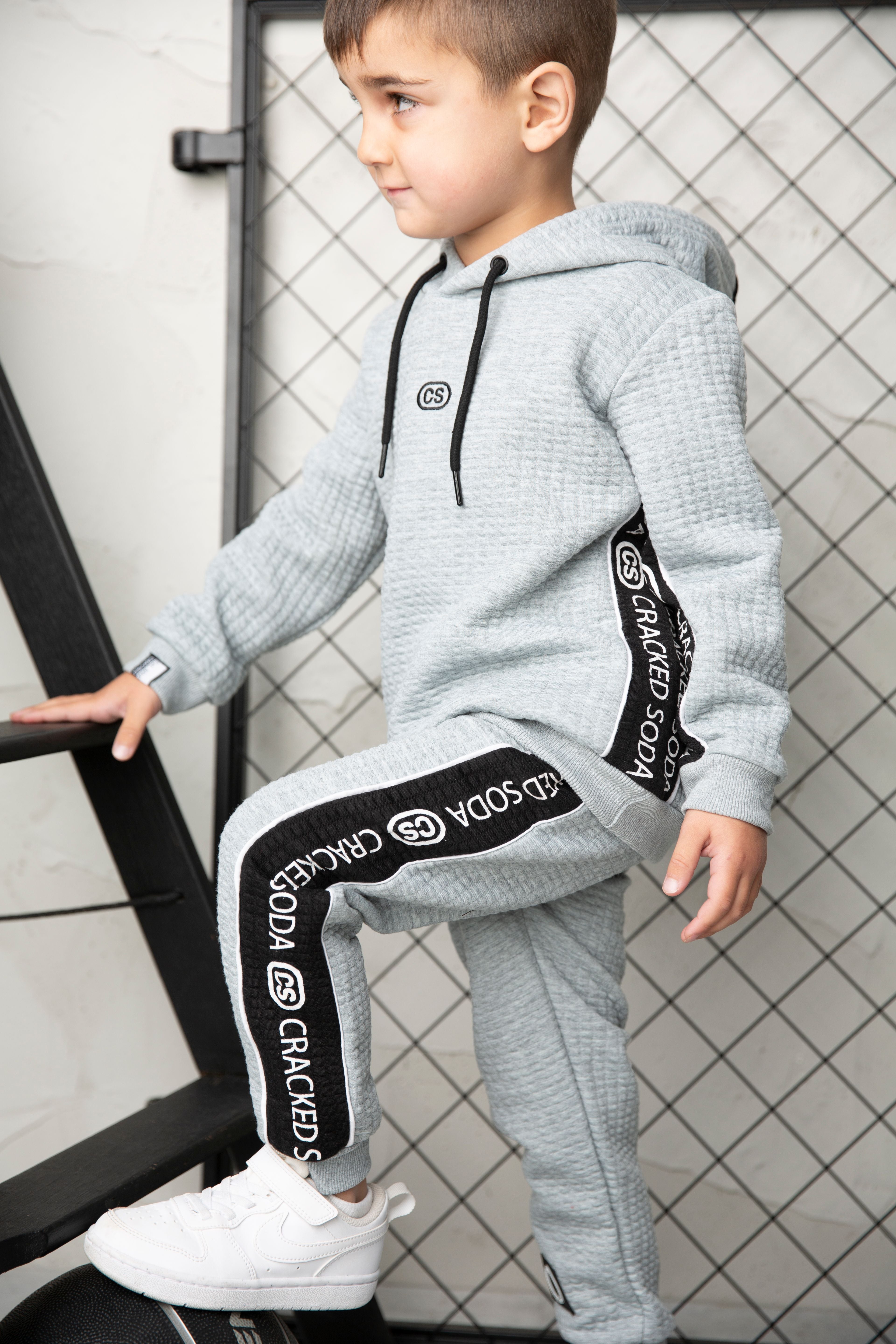 Ashton Textured Hoodie - Grey-Clothing-Cracked Soda