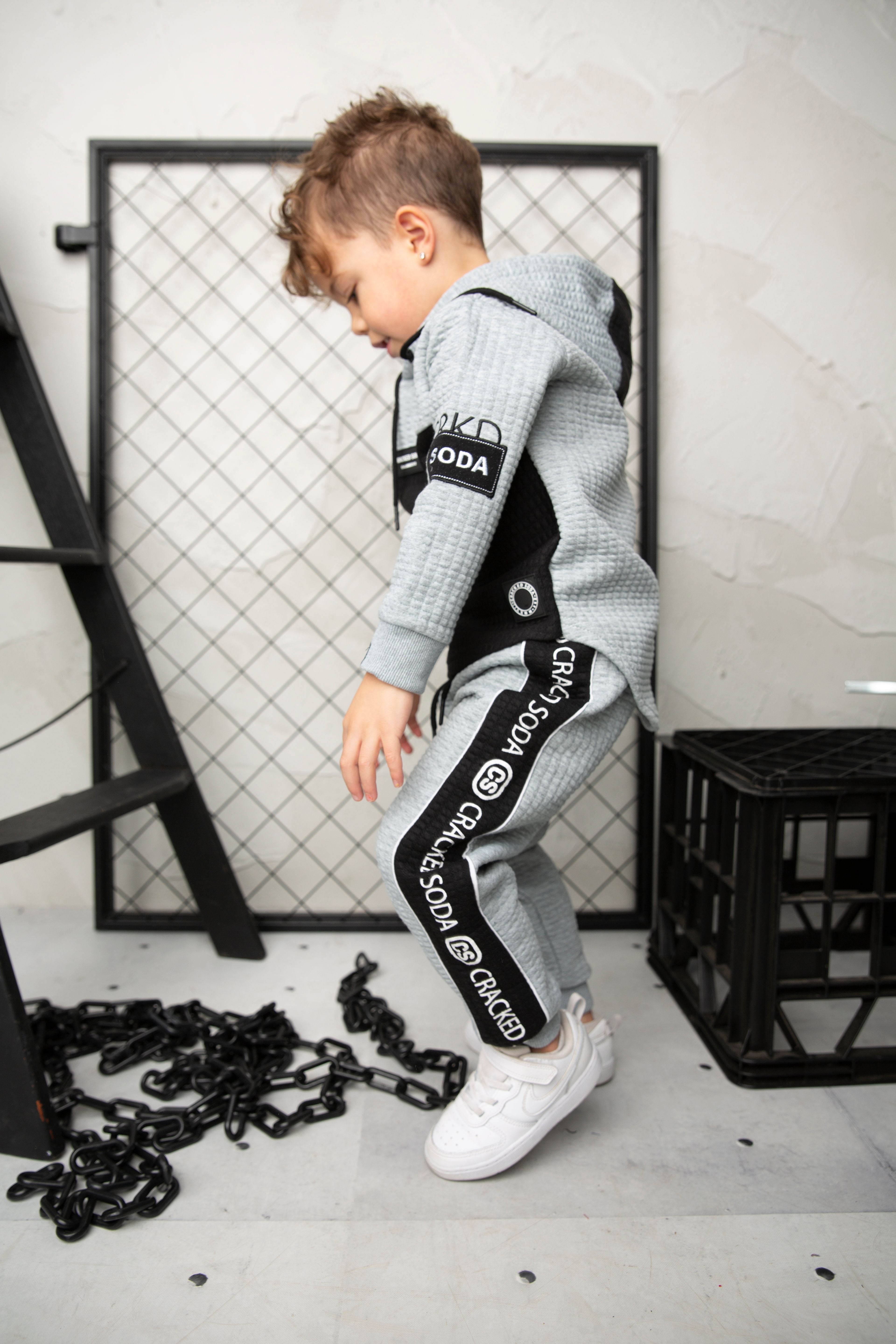 Ashton Textured Trackpants - Grey-Clothing-Cracked Soda