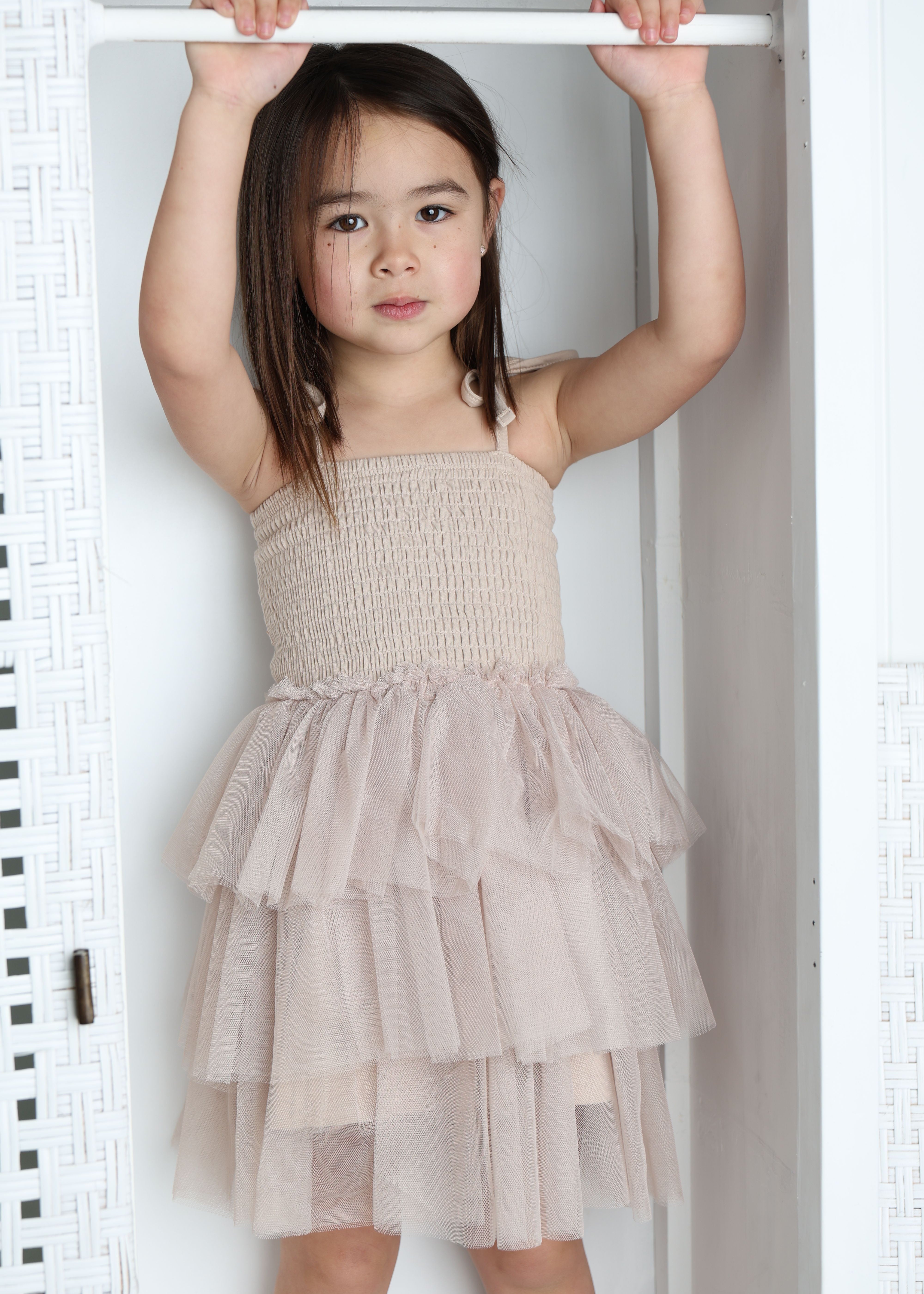 Harper Ruched Layered Tutu Sand-Clothing-Cracked Soda