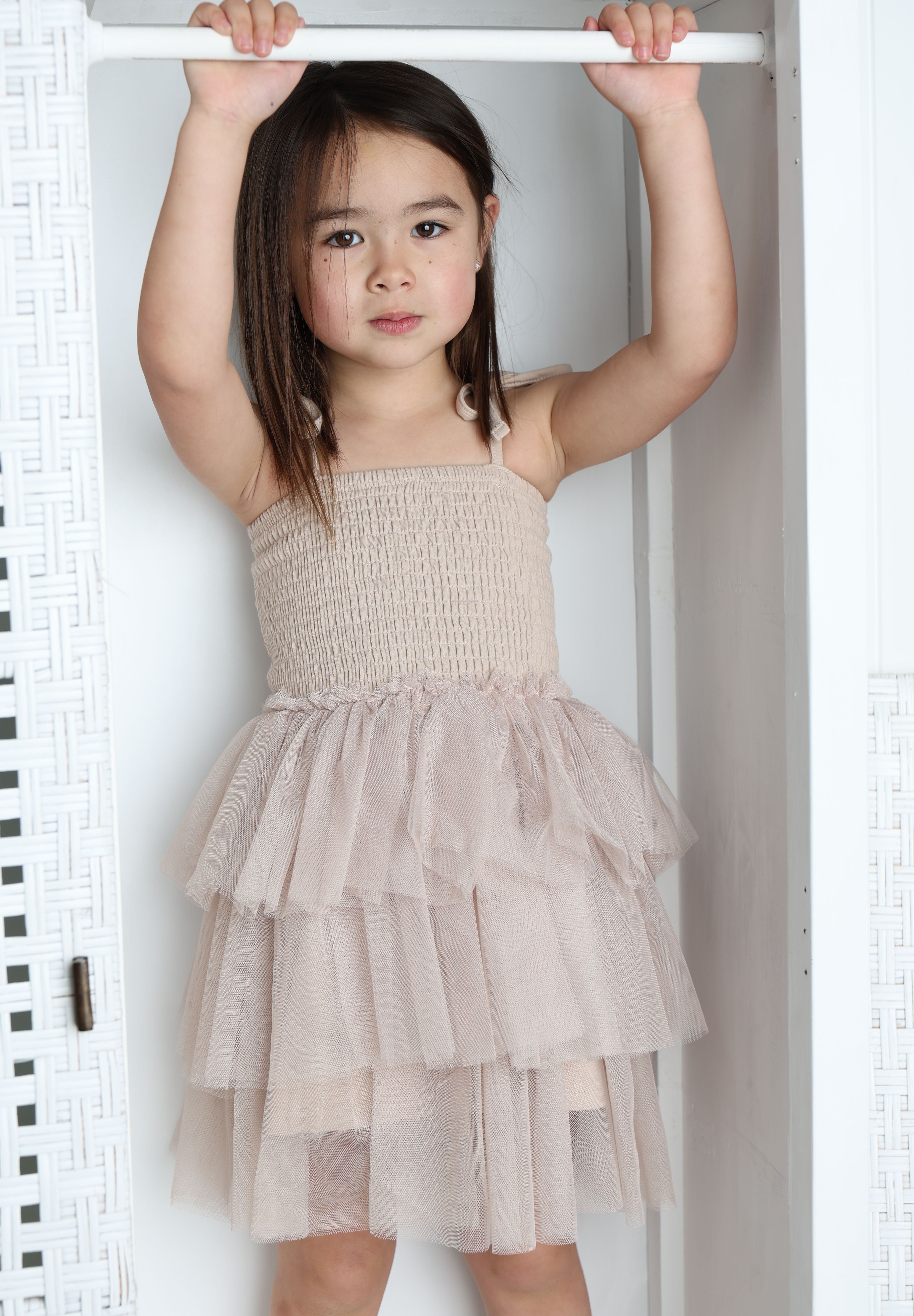 Harper Ruched Layered Tutu Sand-Clothing-Cracked Soda