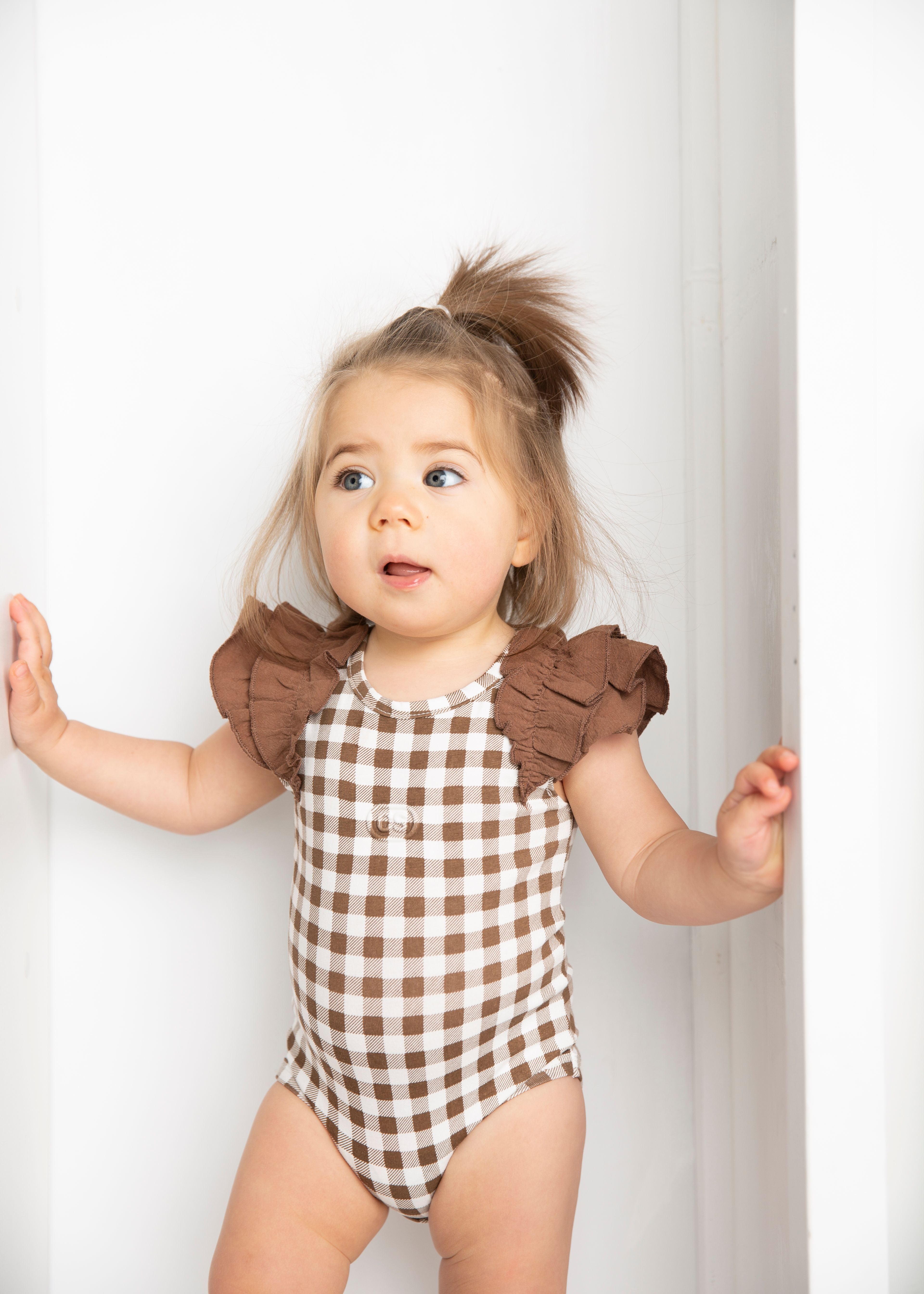 Skylar Check Bodysuit - Mocha-Clothing-Cracked Soda