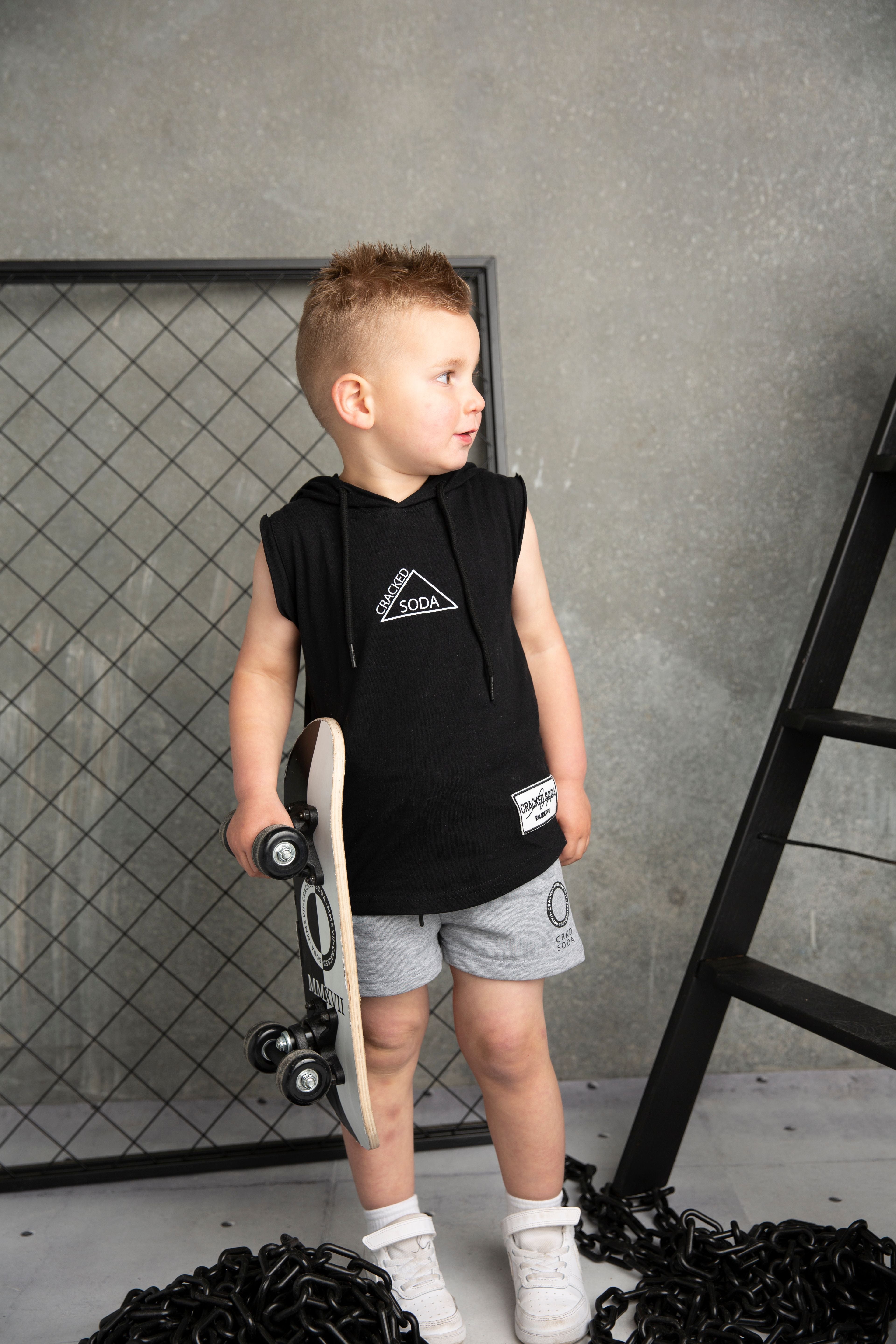 Brock Detailed Shorts - Grey-Clothing-Cracked Soda