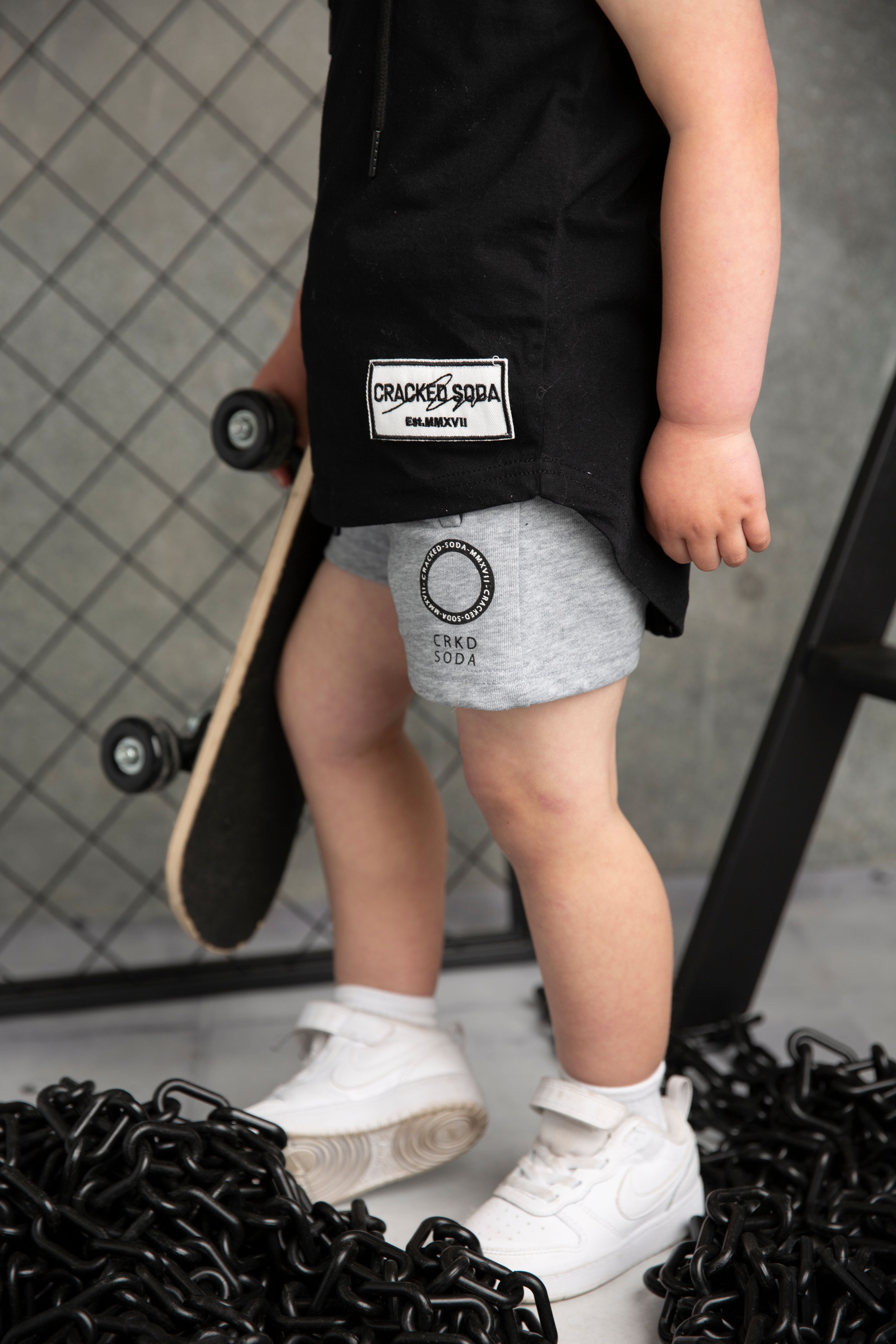 Brock Detailed Shorts - Grey-Clothing-Cracked Soda