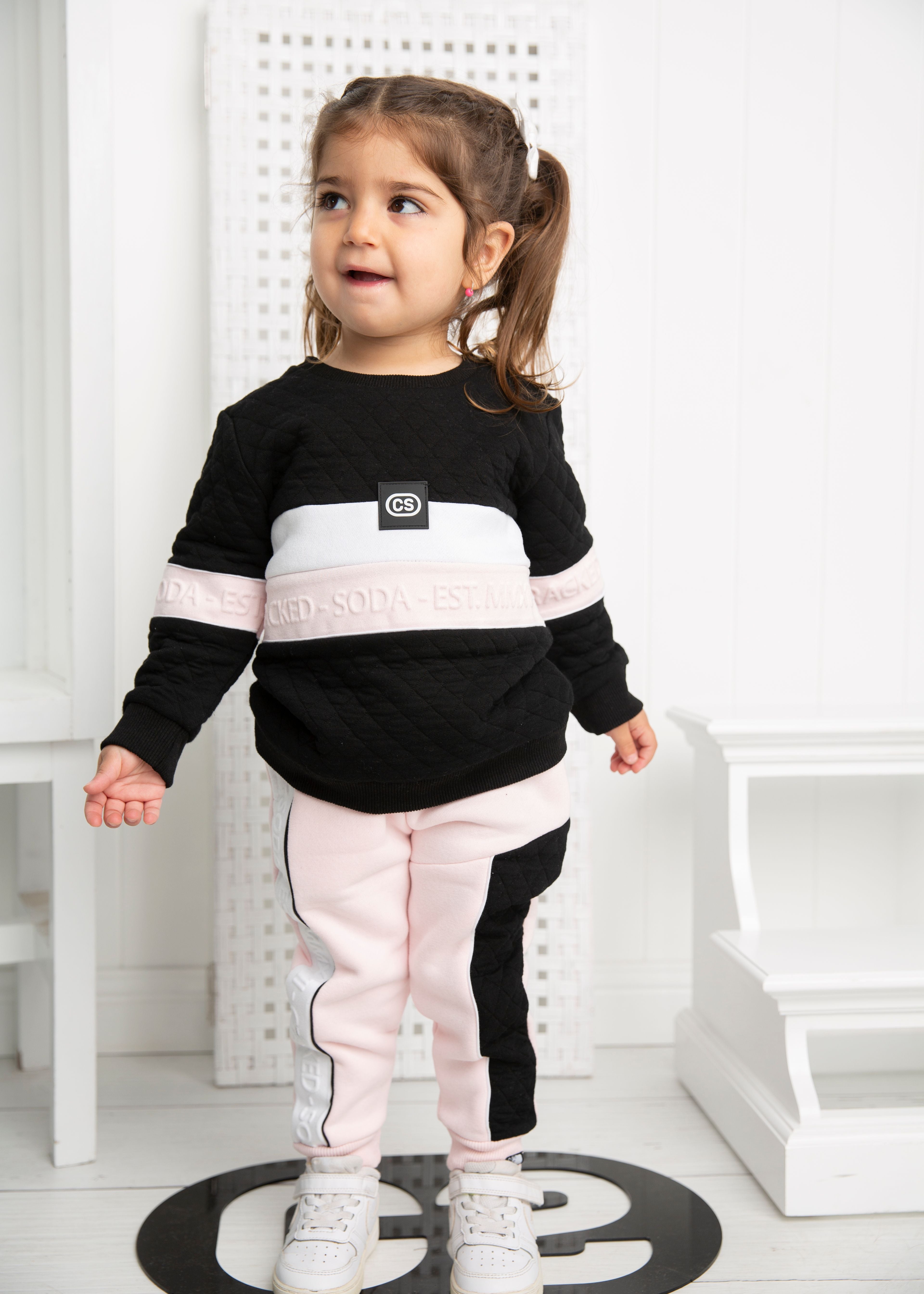 Cleo CS Embossed Crew - Black-Clothing-Cracked Soda
