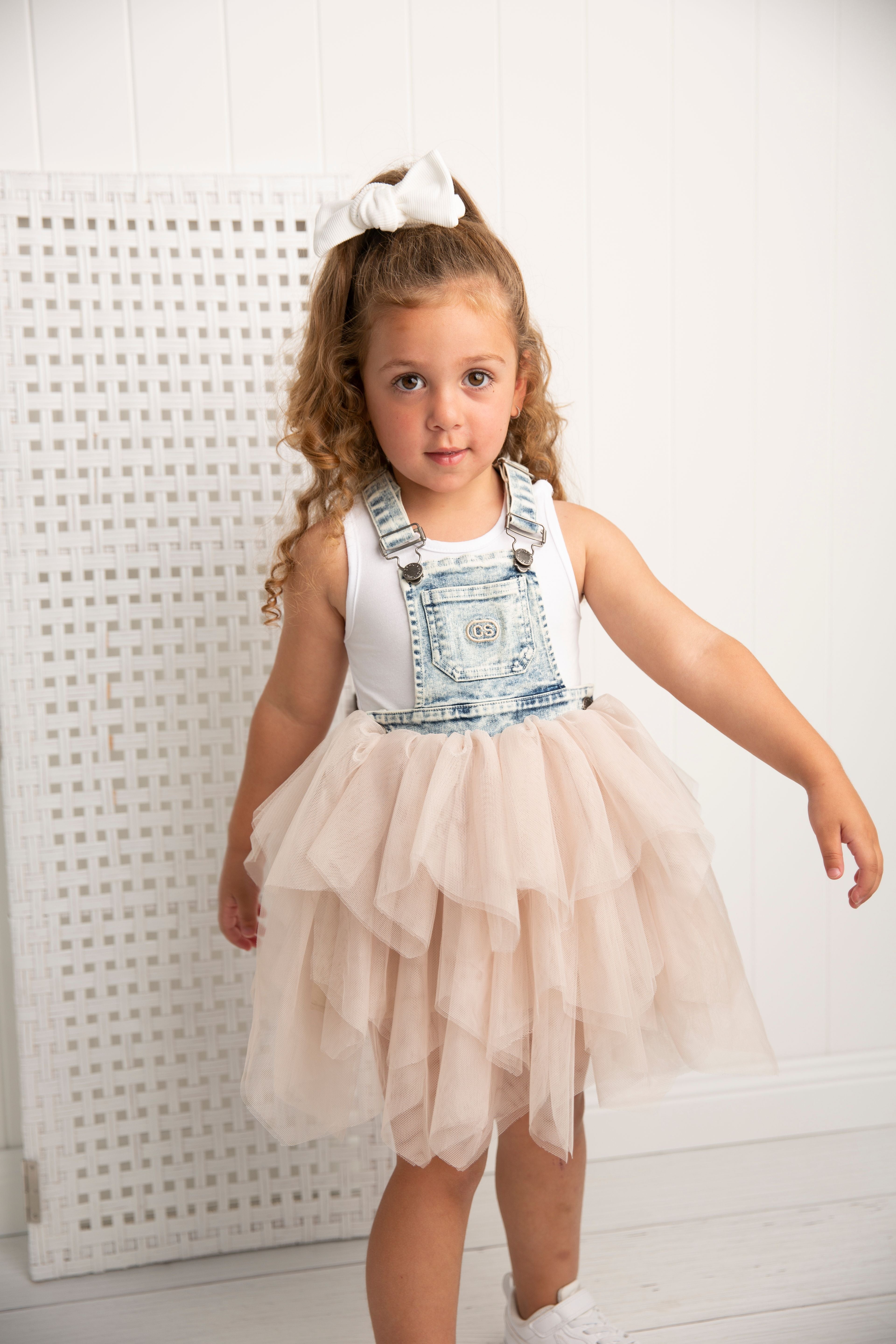 Luna Detailed Pinafore Tutu - Denim Blue/Beige Cracked Soda Luna Detailed Pinafore Tutu - Denim Blue/Beige Cracked Soda