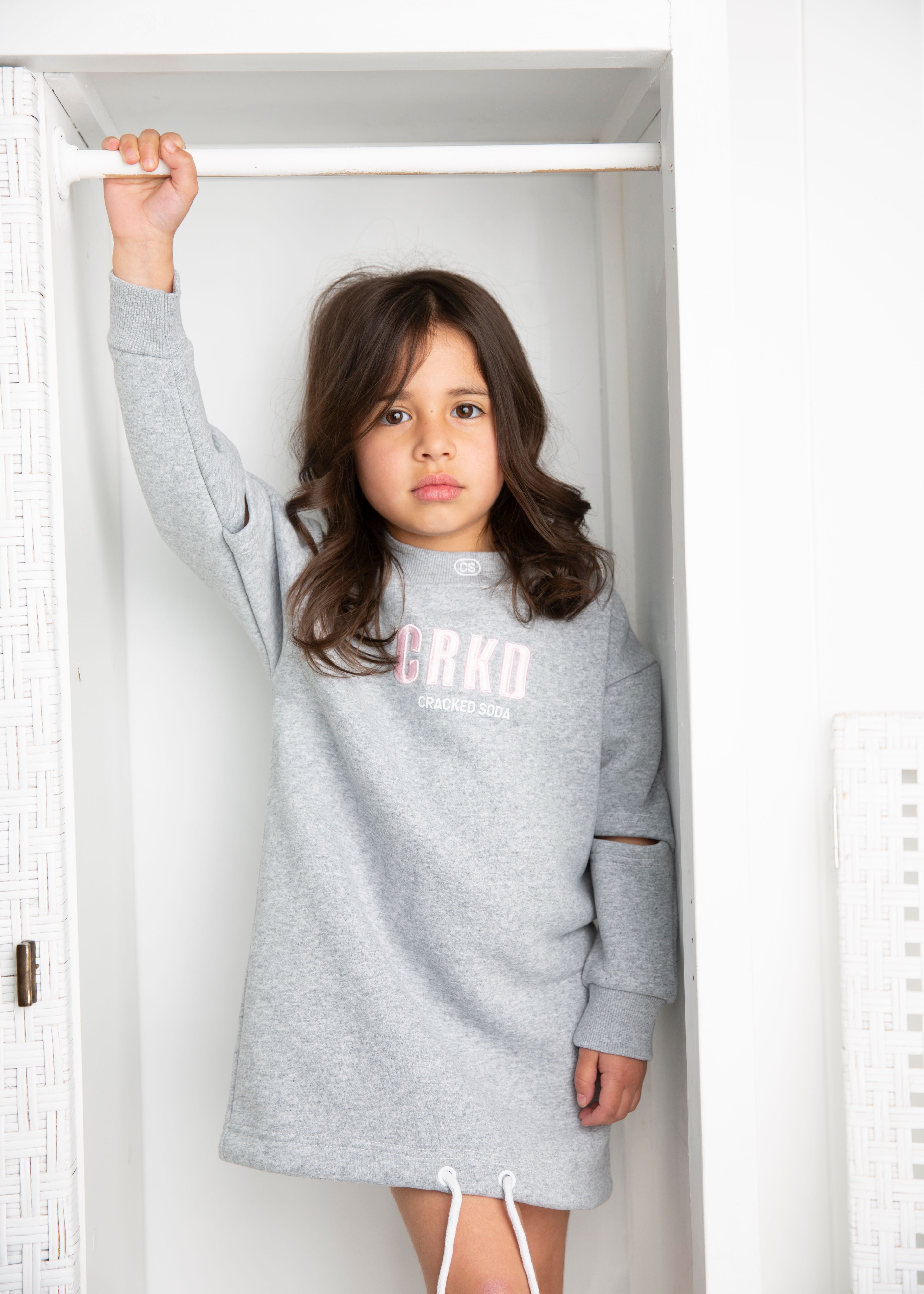 Emma Essential Crew Dress - Grey-Clothing-Cracked Soda