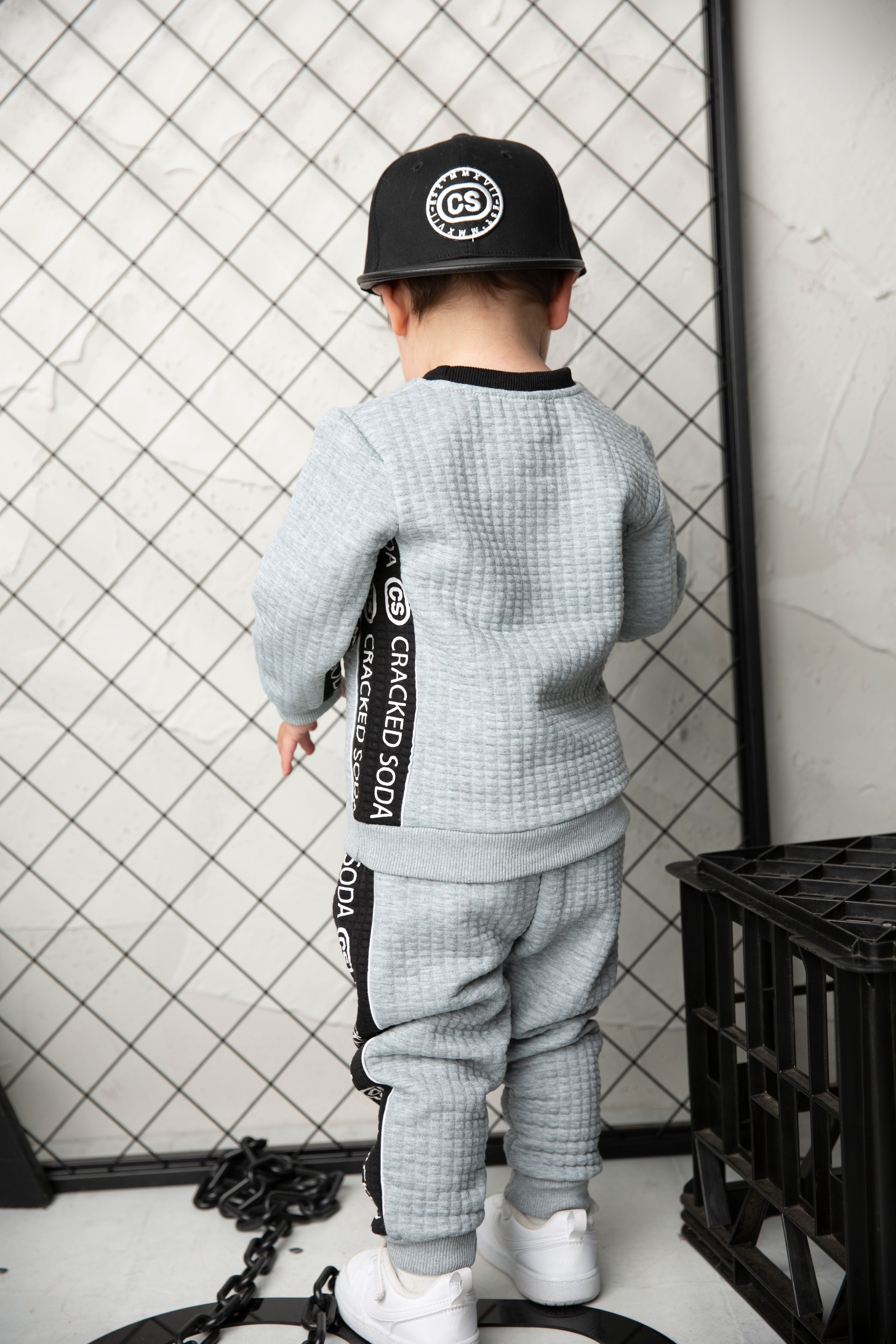 Ashton Textured Crew Set - Grey-Clothing-Cracked Soda