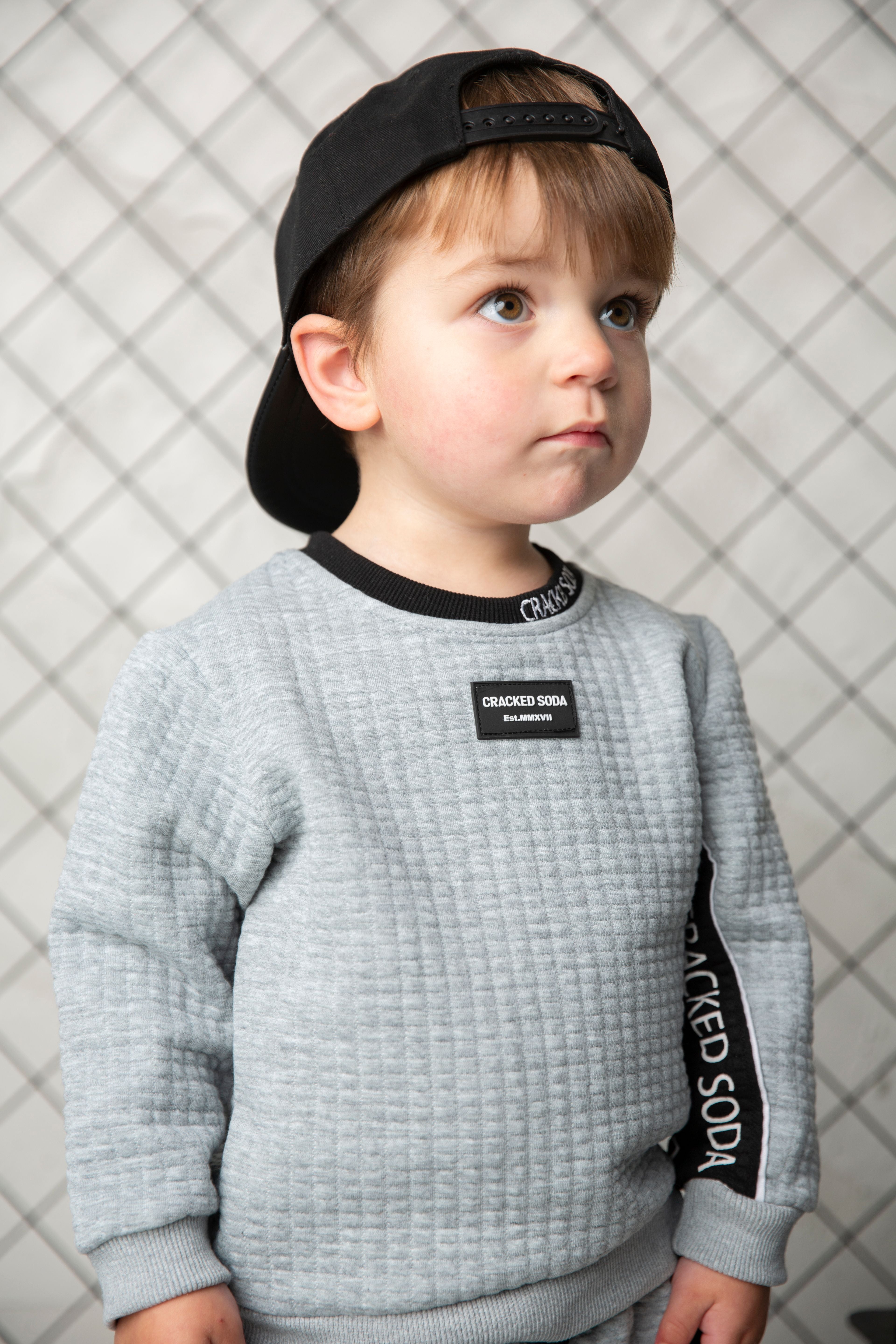 Ashton Textured Crew Set - Grey-Clothing-Cracked Soda