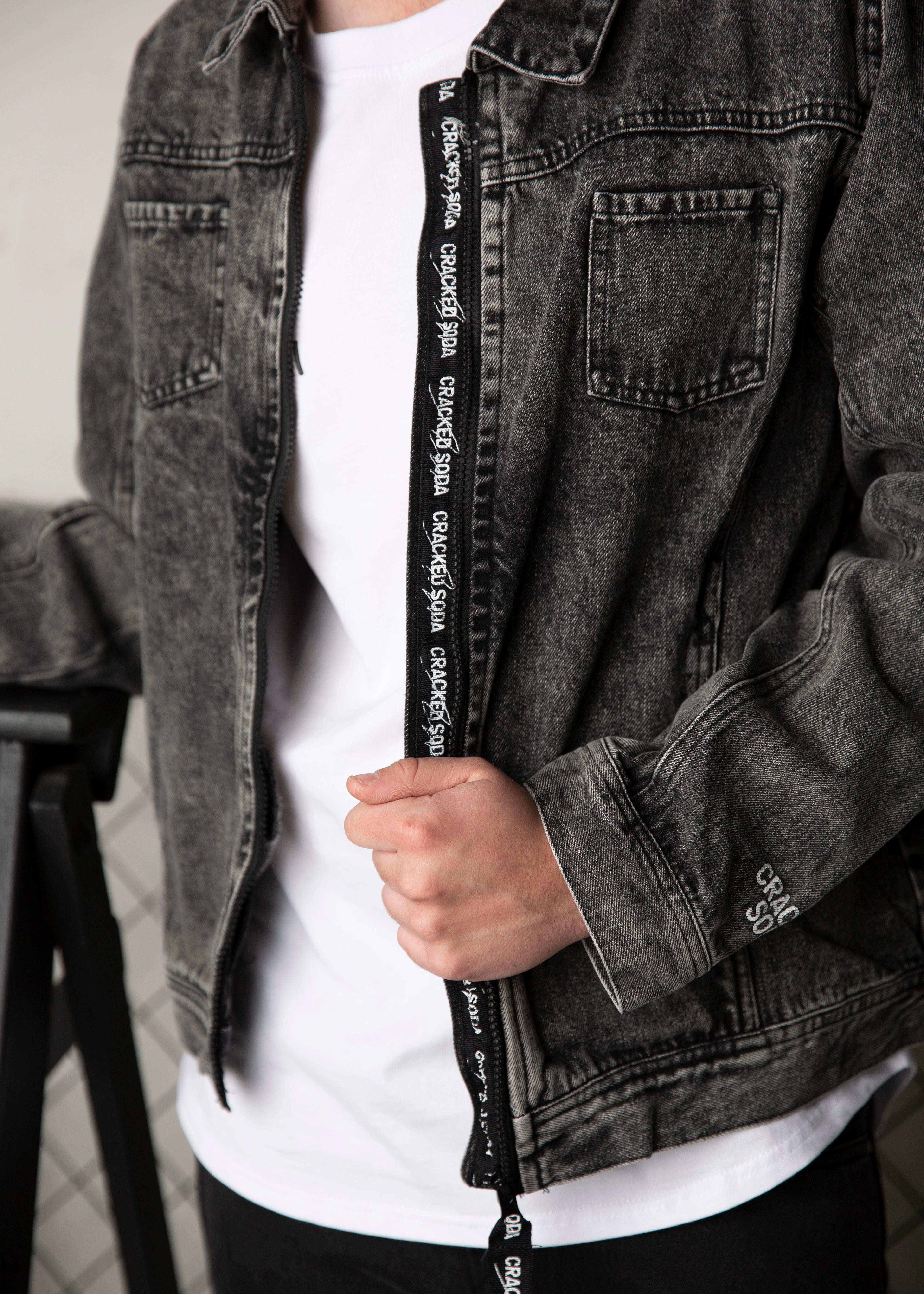 Conner Detailed Denim Jacket - Ash Mens-Clothing-Cracked Soda