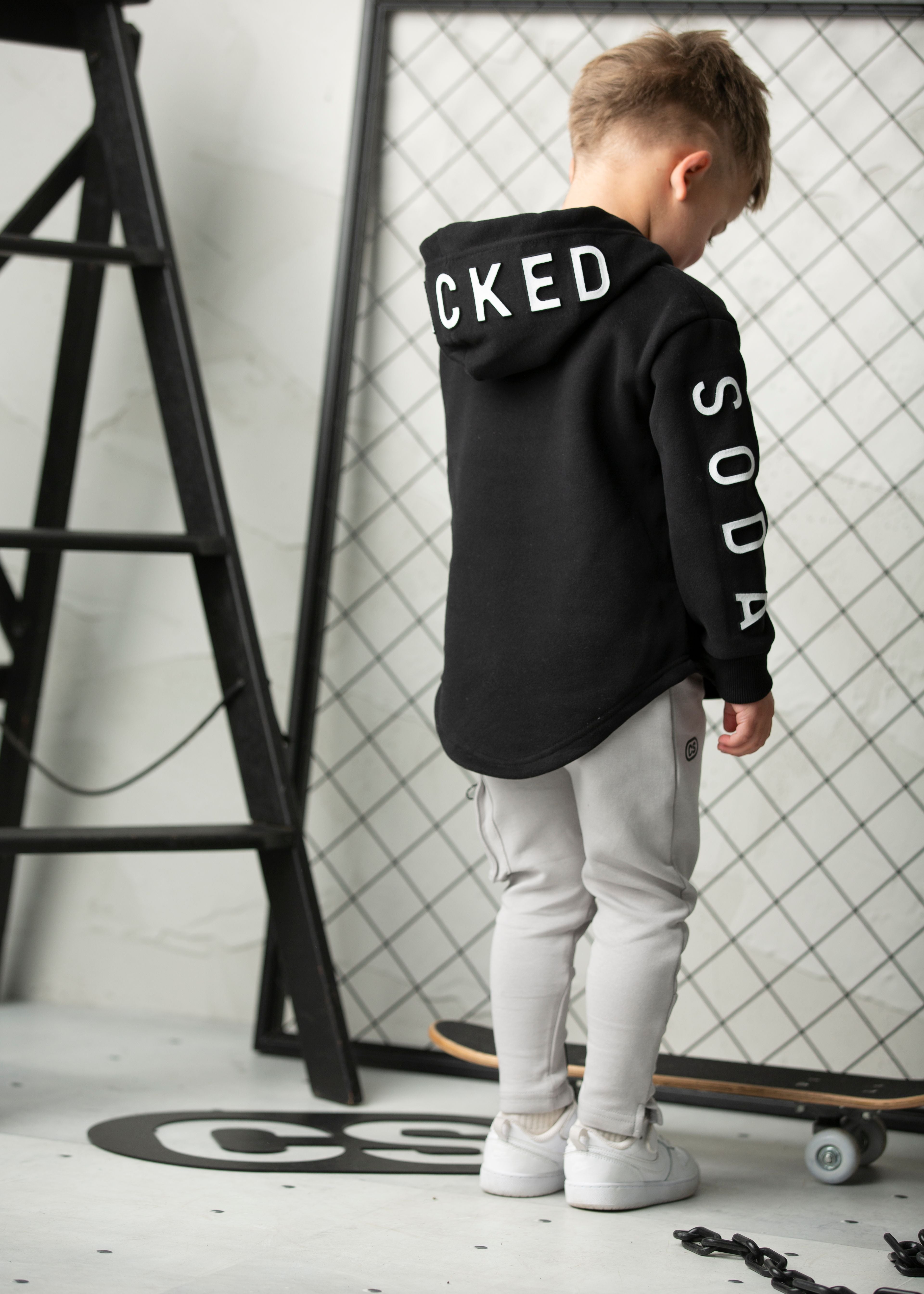 Luca Detailed Hoodie - Black-Clothing-Cracked Soda
