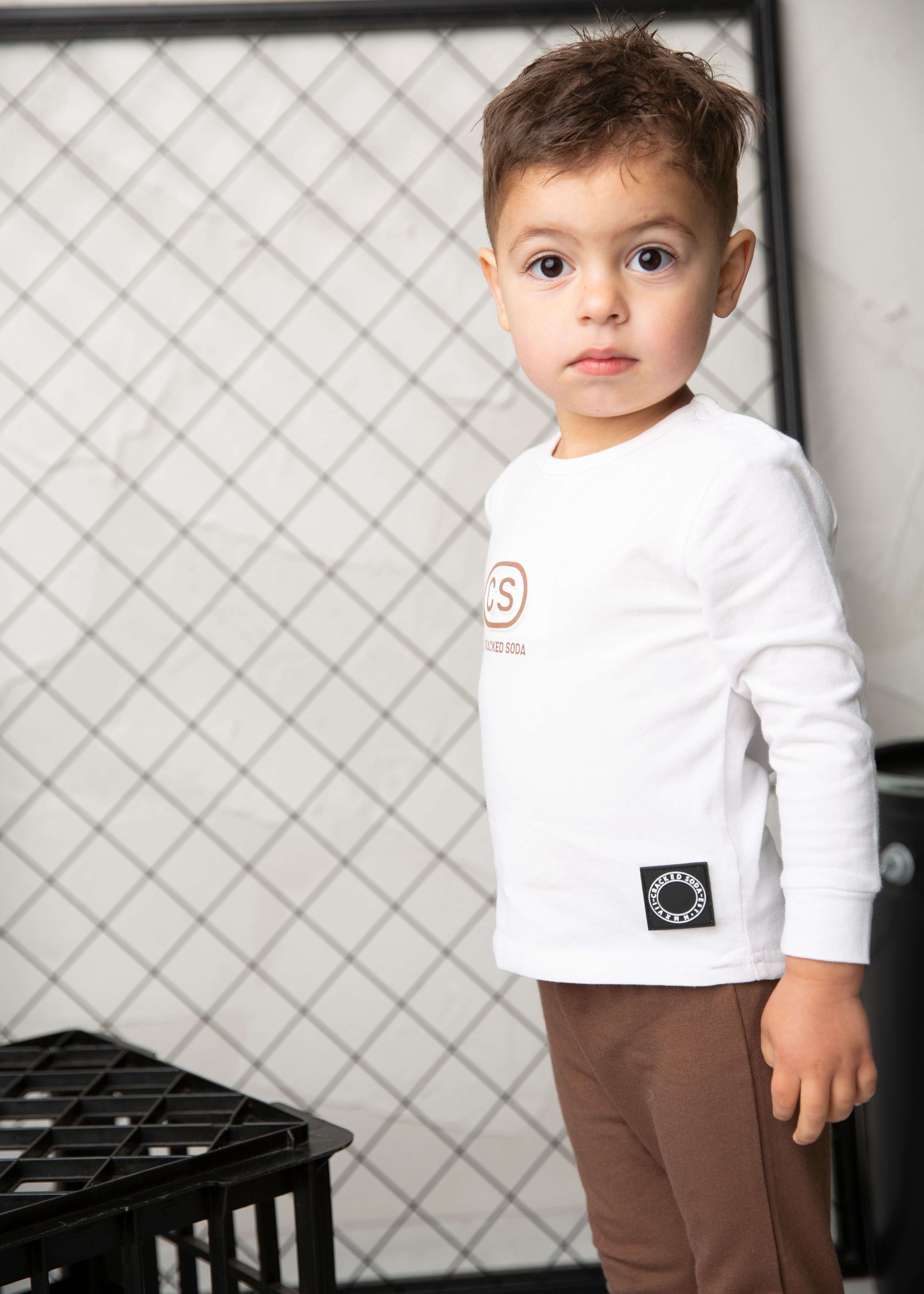Charlie Detail Tee & Legging Set - White/Coco-Clothing-Cracked Soda
