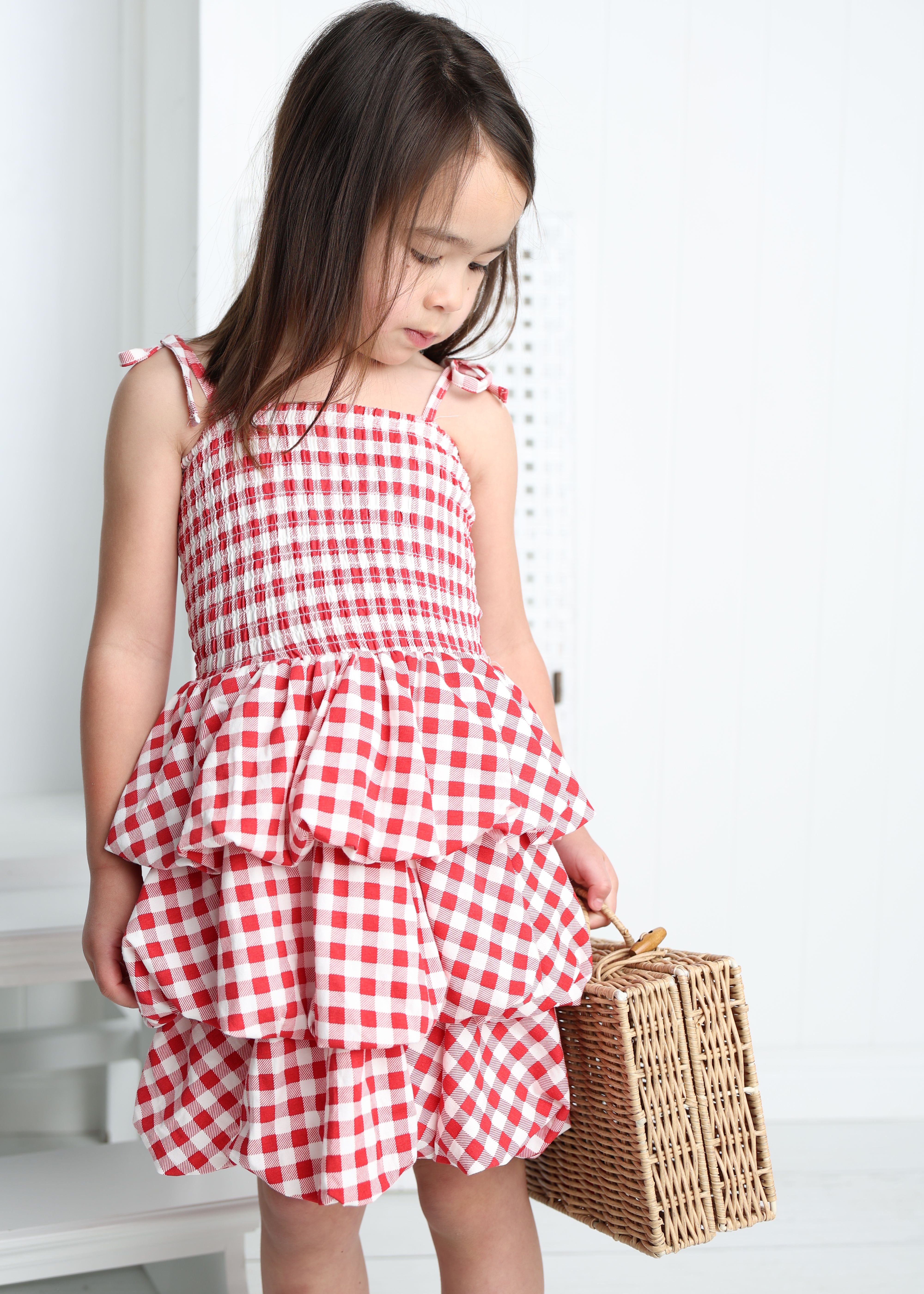 Poppy Check Bubble Dress-Clothing-Cracked Soda