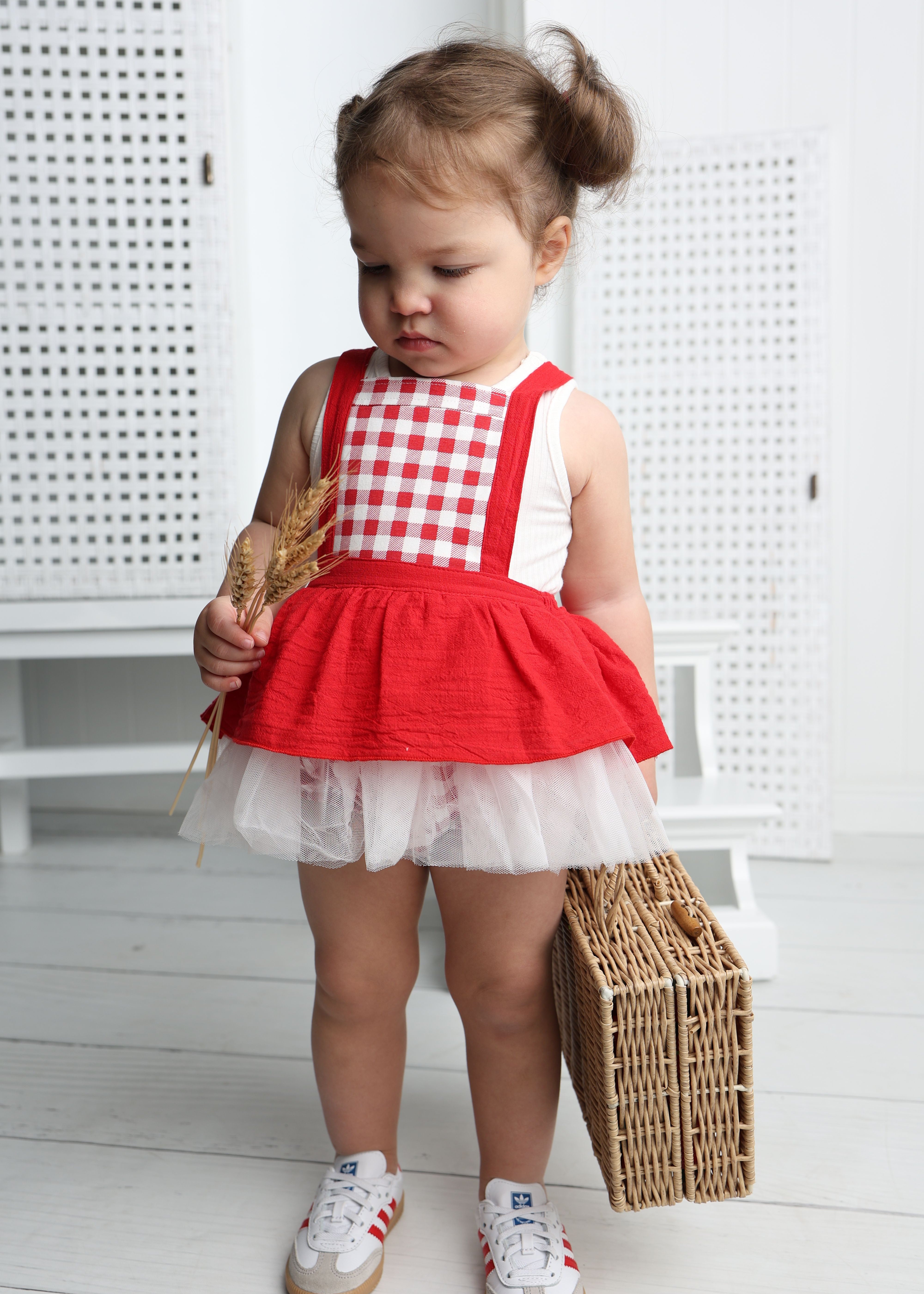 Poppy Check Overall Dress-Clothing-Cracked Soda