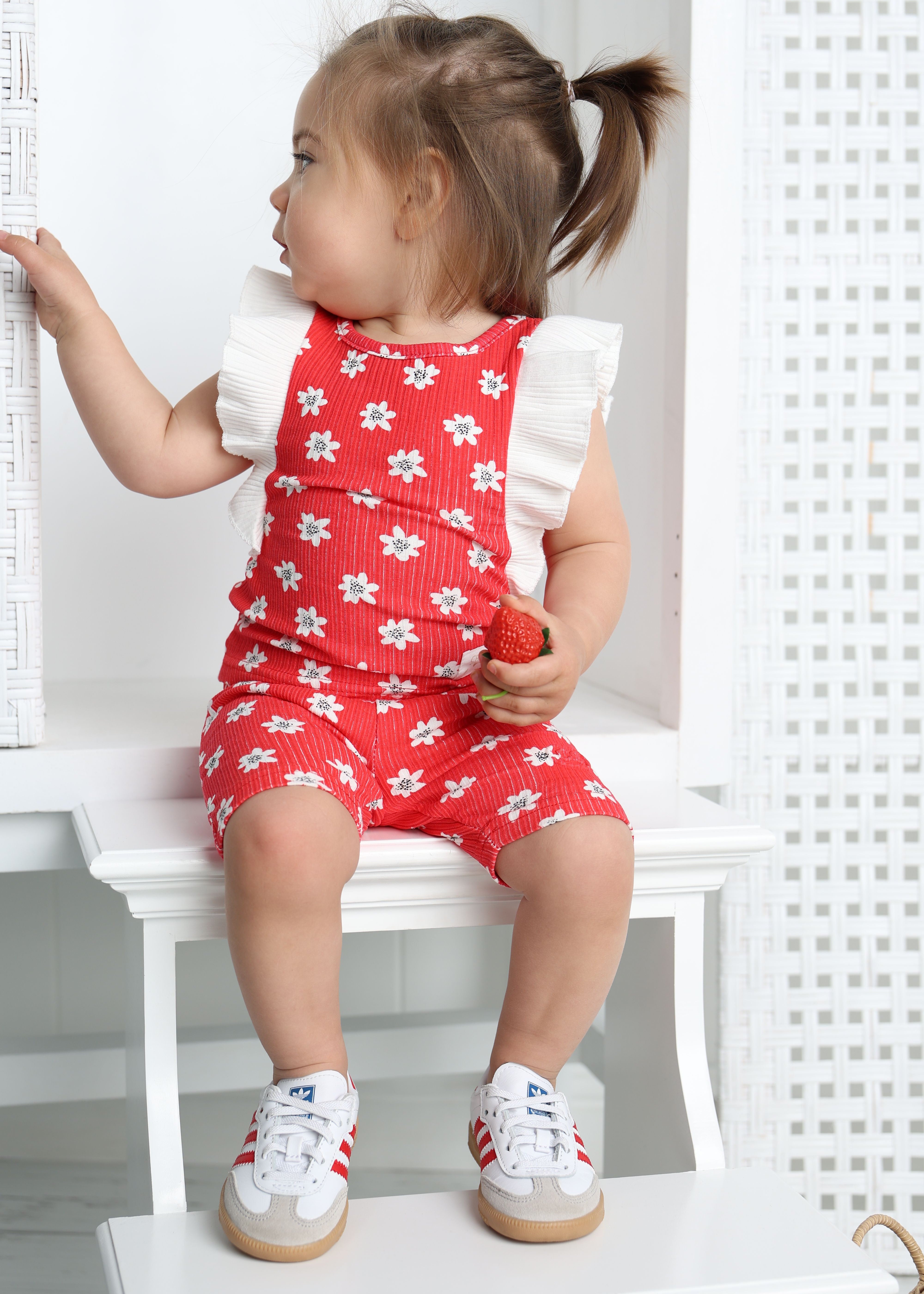 Poppy Flower Red Print Shorts-Clothing-Cracked Soda
