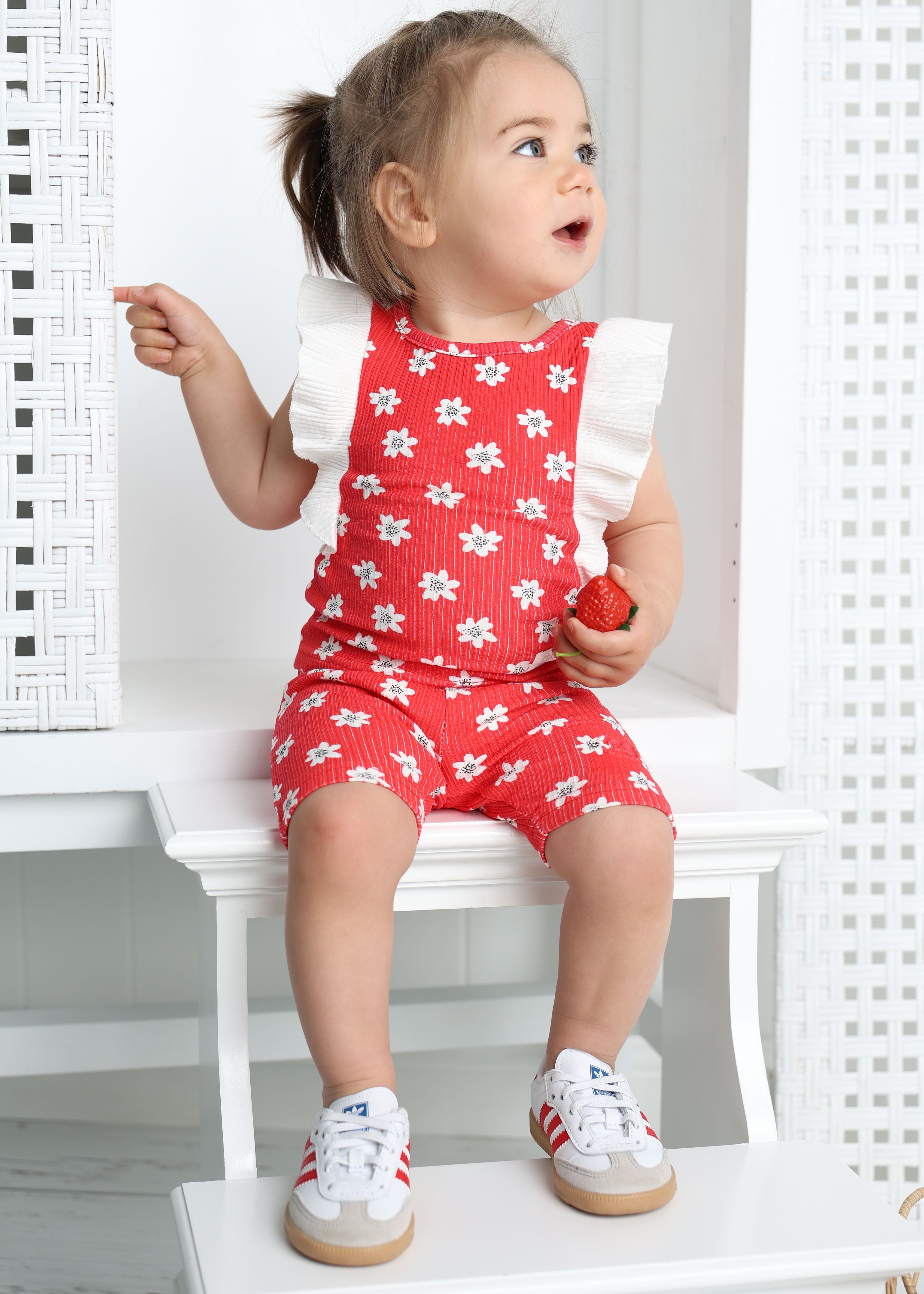 Poppy Flower Red Print Frill Top-Clothing-Cracked Soda