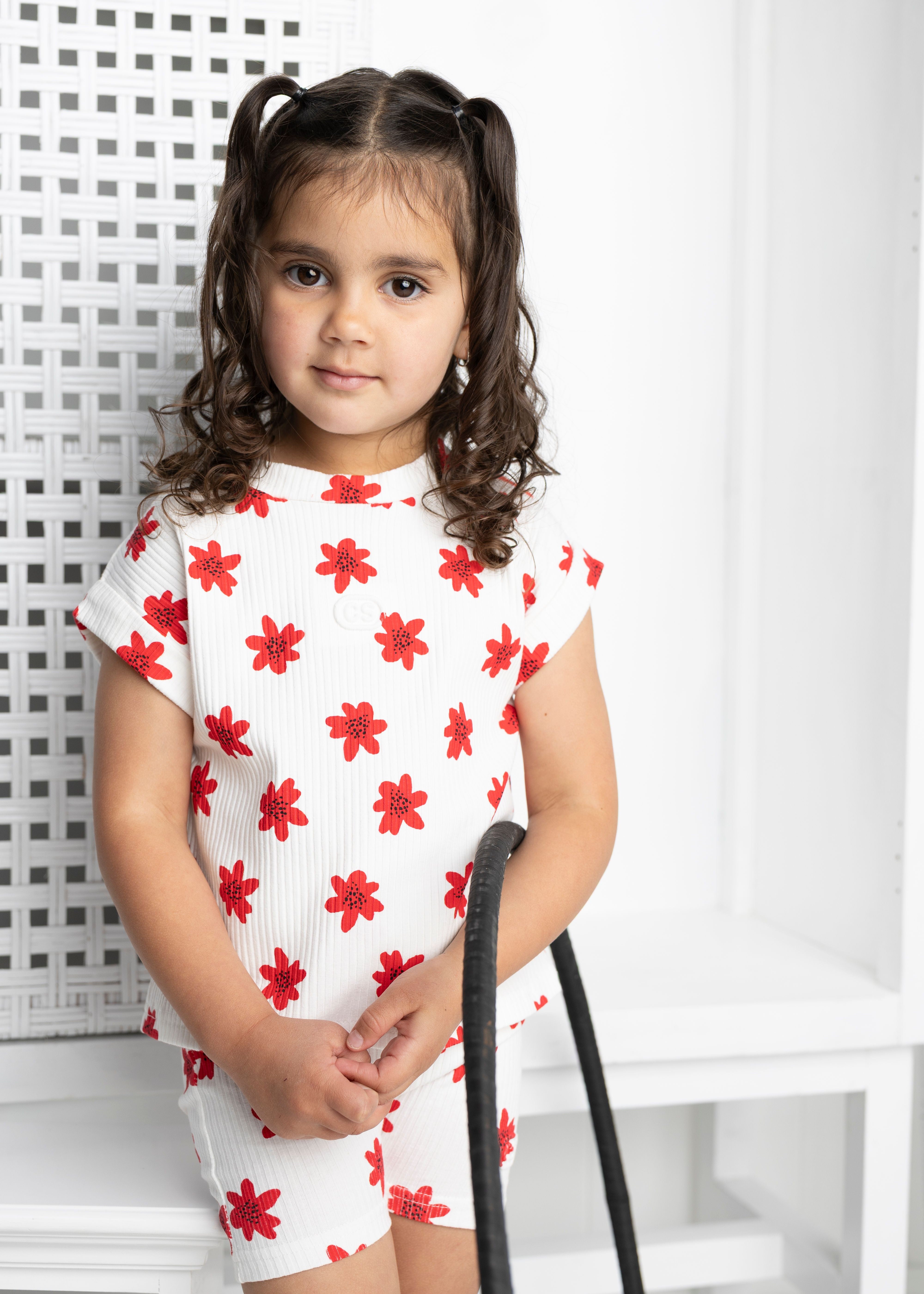Poppy Flower White Print Top-Clothing-Cracked Soda