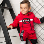 Sammy Detailed Strip Hoodie - Red-Clothing-Cracked Soda