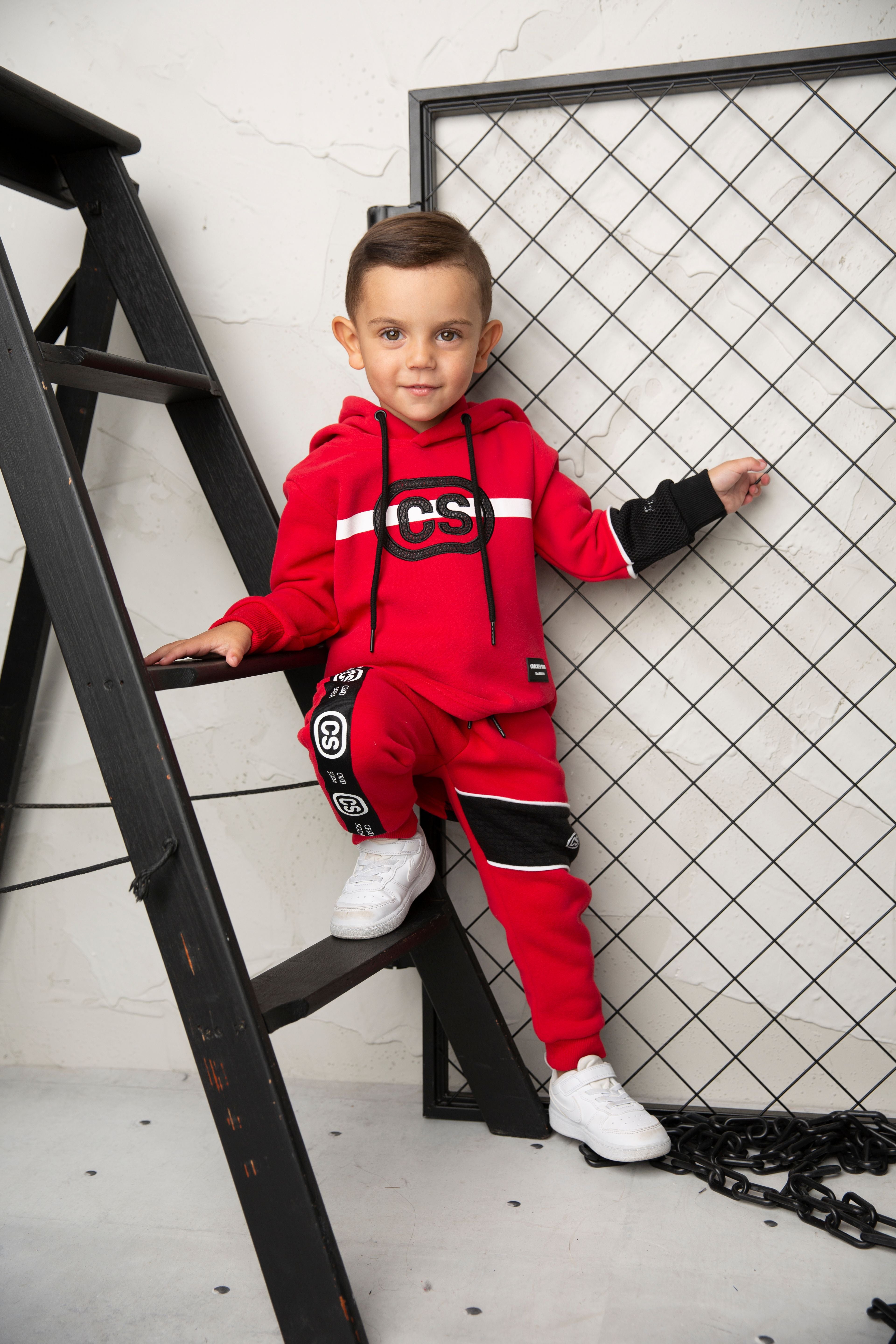 Sammy Detailed Strip Hoodie - Red-Clothing-Cracked Soda