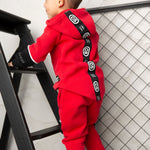 Sammy Detailed Strip Hoodie - Red-Clothing-Cracked Soda