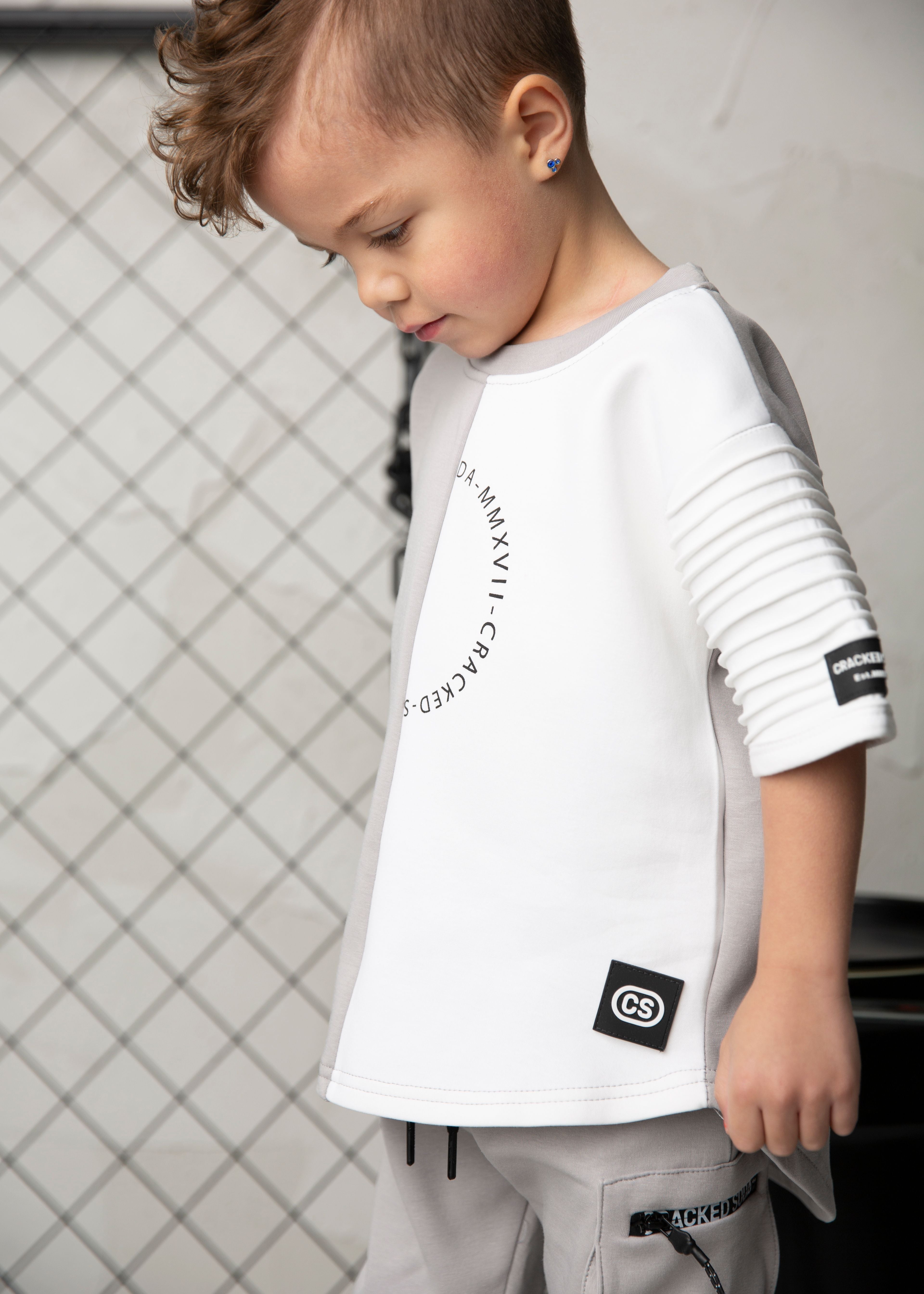 River Detail Sleeve Tee - Cloud/White-Clothing-Cracked Soda